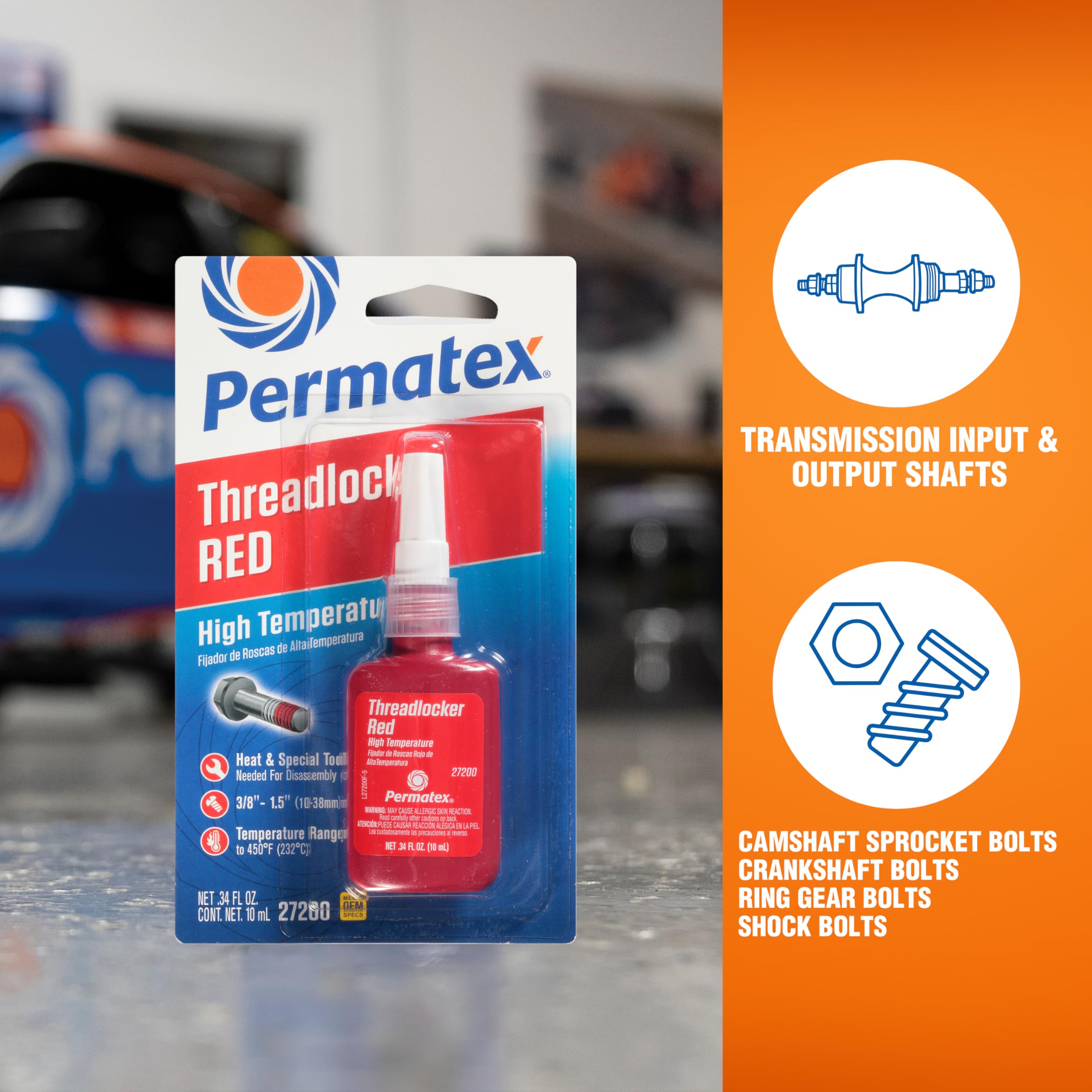 Permatex 27200 Hiigh Temperature Threadlocker Red, 10 Ml