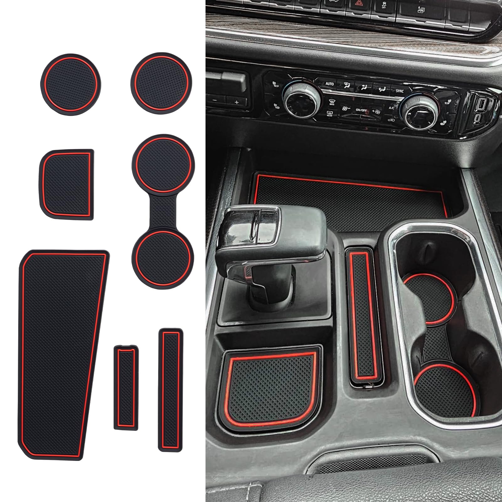 TOPINSTALL 7PCS Console Liners Compatible with 2023-2025 Chevy Silverado/GMC Sierra 1500 & 2022 Refreshed 1500 Models, Premium R