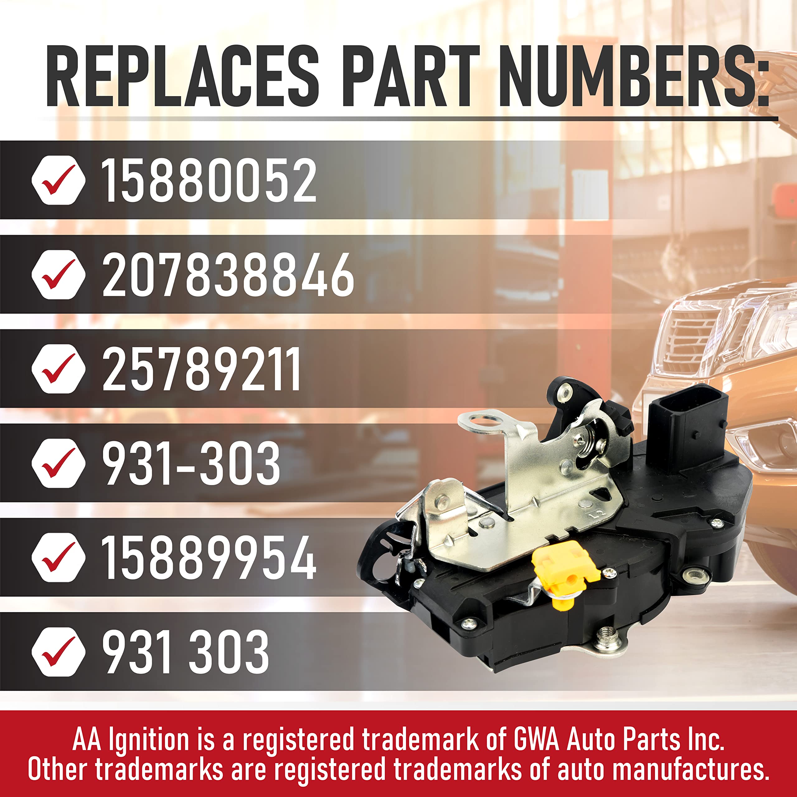 Door Latch Lock Actuator - Front Left Driver Side - Replaces 15880052, 207838846, 931-303 - Compatible with Chevy, GMC, Cadillac