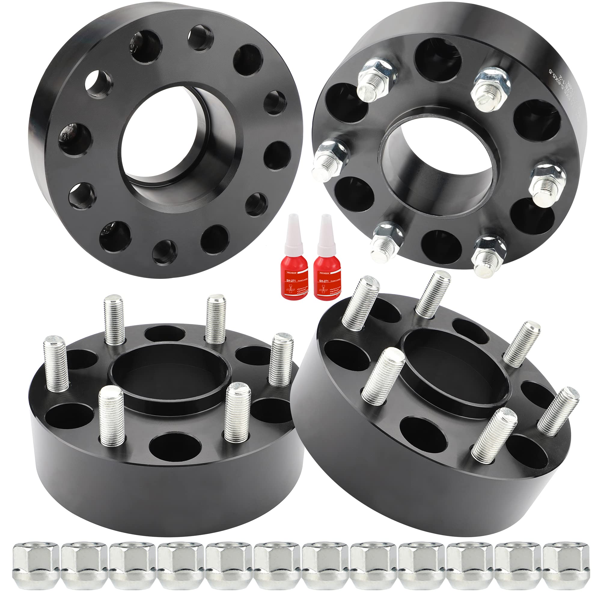Richeer 6X5.5 Hubcentric Wheel Spacer For Silverado Sierra 1500, 2 Inch 6 Lug 6X139.7Mm Wheel Spacers With 14X1.5 Studs & 78.1Mm