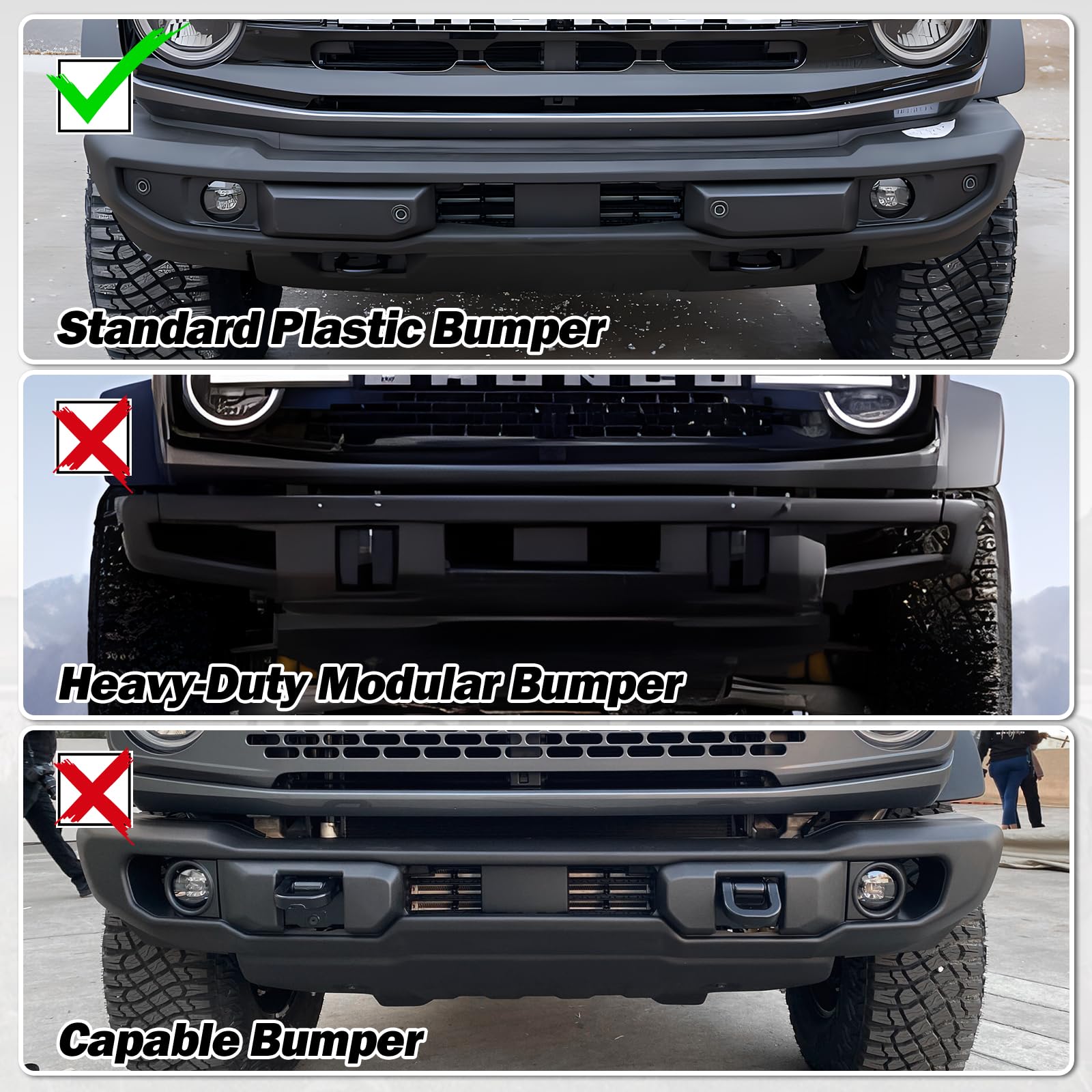 Mabett License Plate Bracket For Ford Bronco 2024 2023 2022 2021 2/4-Door, No-Drilling License Plate Frame For Standard Plastic