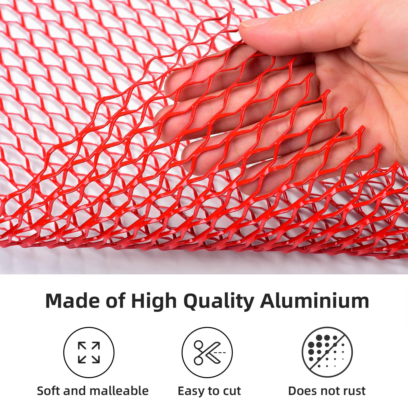 Aggauto Universal 40 ''X13 '' Car Grill Mesh - Aluminum Alloy Automotive Grille Insert Bumper 8X25Mm Seagull Hole, One Of The Mo