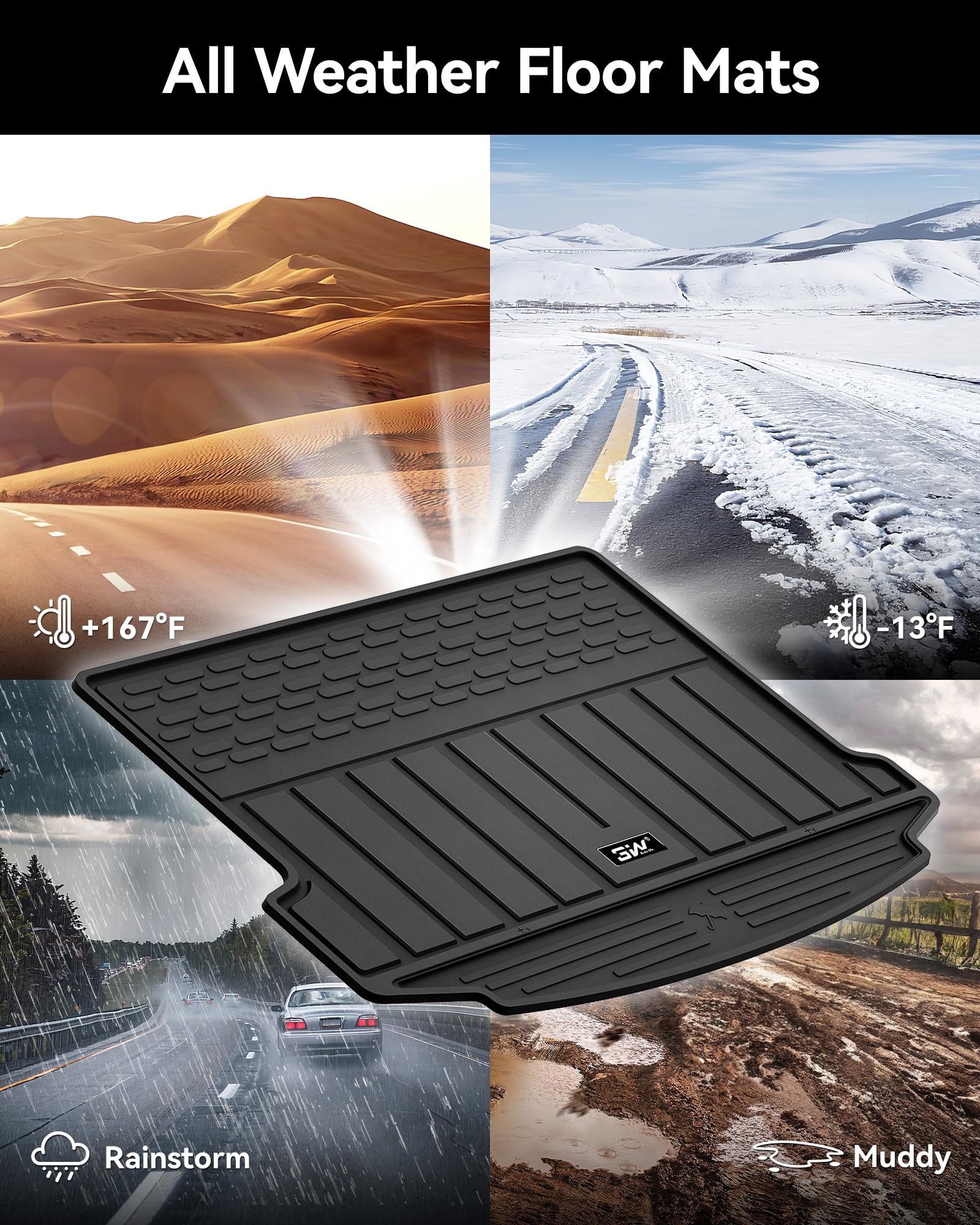 3W Cargo Liner Fit For Range Rover Evoque 2022-2024 2025,Tpe All Weather Custom Fit Trunk Mat For Range Rover Full Set Car Mats,