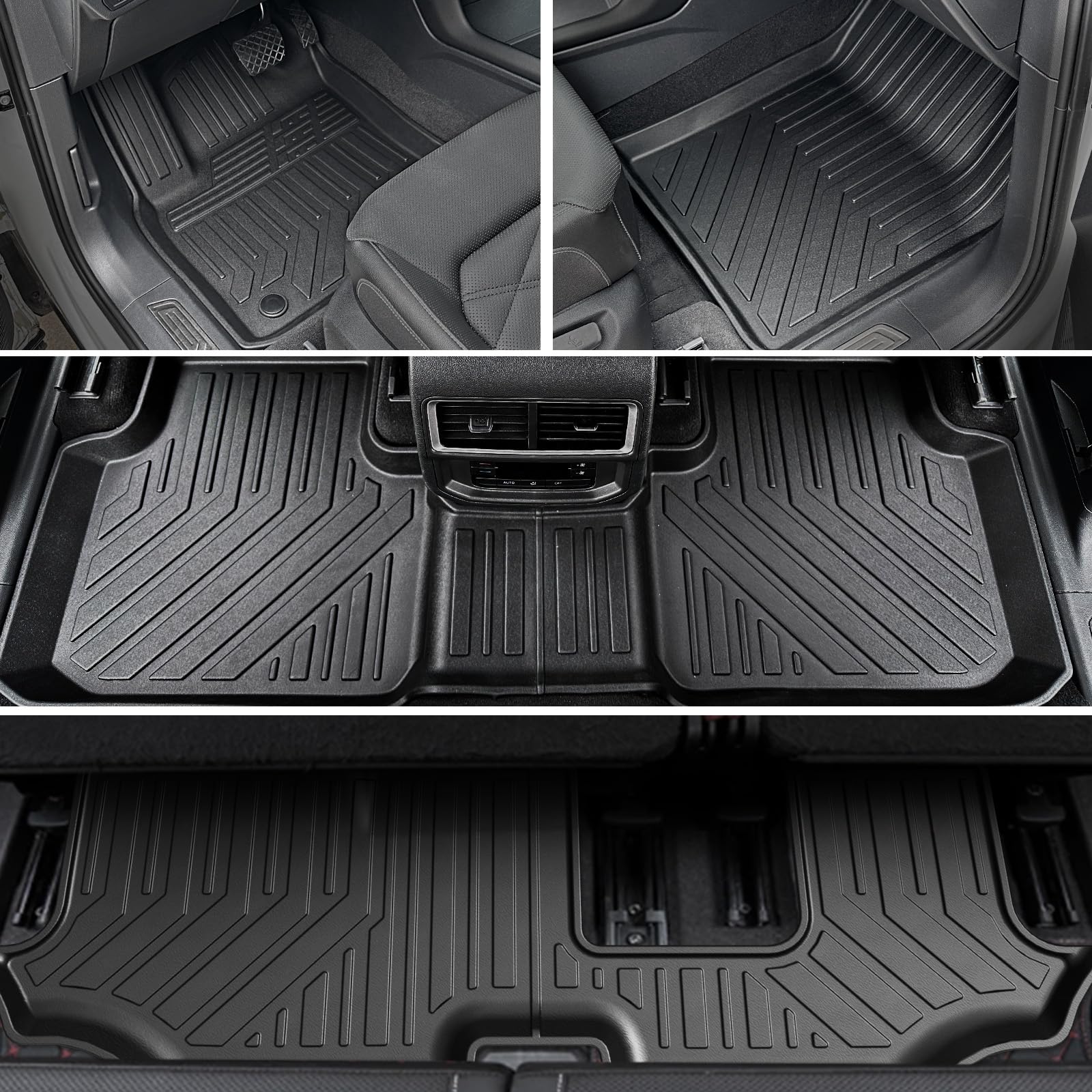 Houclemic Floor Mats For 2018-2025 Volkswagen Vw Atlas 7 Passenger Bench Seating (Not For Cross Sport)-All Weather Cargo Mat Wit