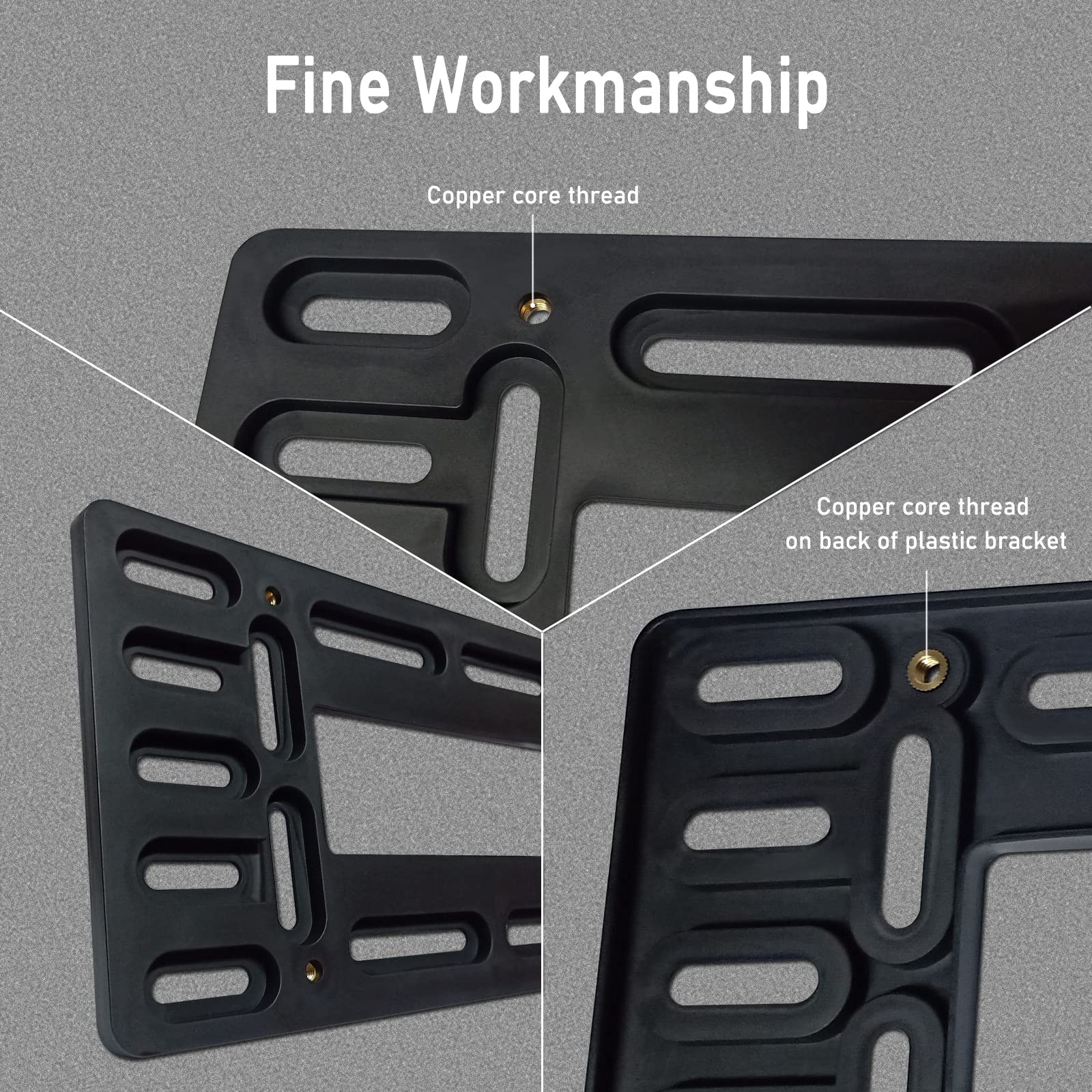 Bggtmo License Plate Bracket Holder- Front License Plate Mounting Kit, Universal Bumper Car Tag Frame Mount Adapter With Stainless Steel Screw Cap, Cable Ties