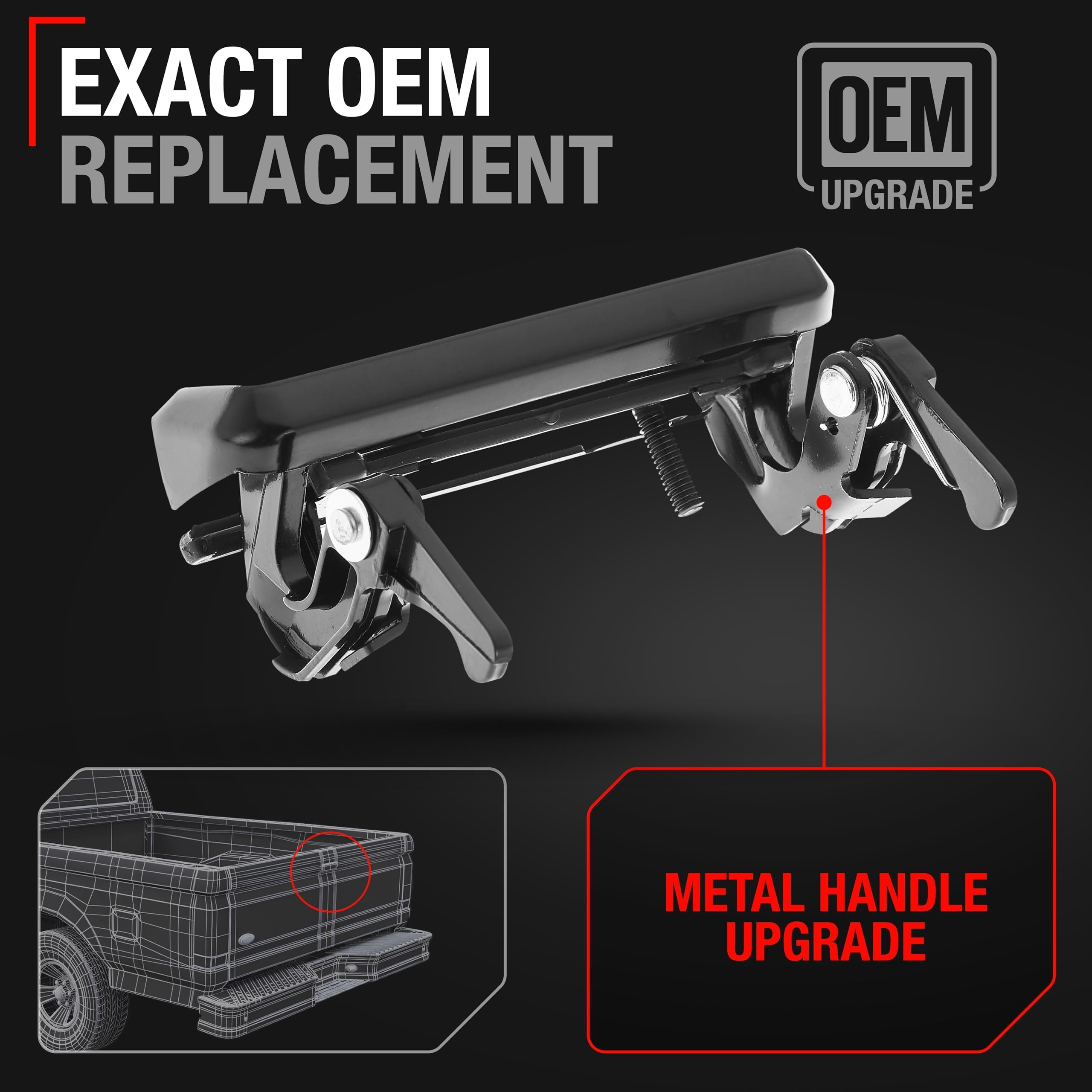 T1A Tailgate Handle Latch Assembly, Upgraded Metal - Compatible With 1993-2003 Ford Ranger; 1994-2010 Mazda B2300, B4000, 98-01