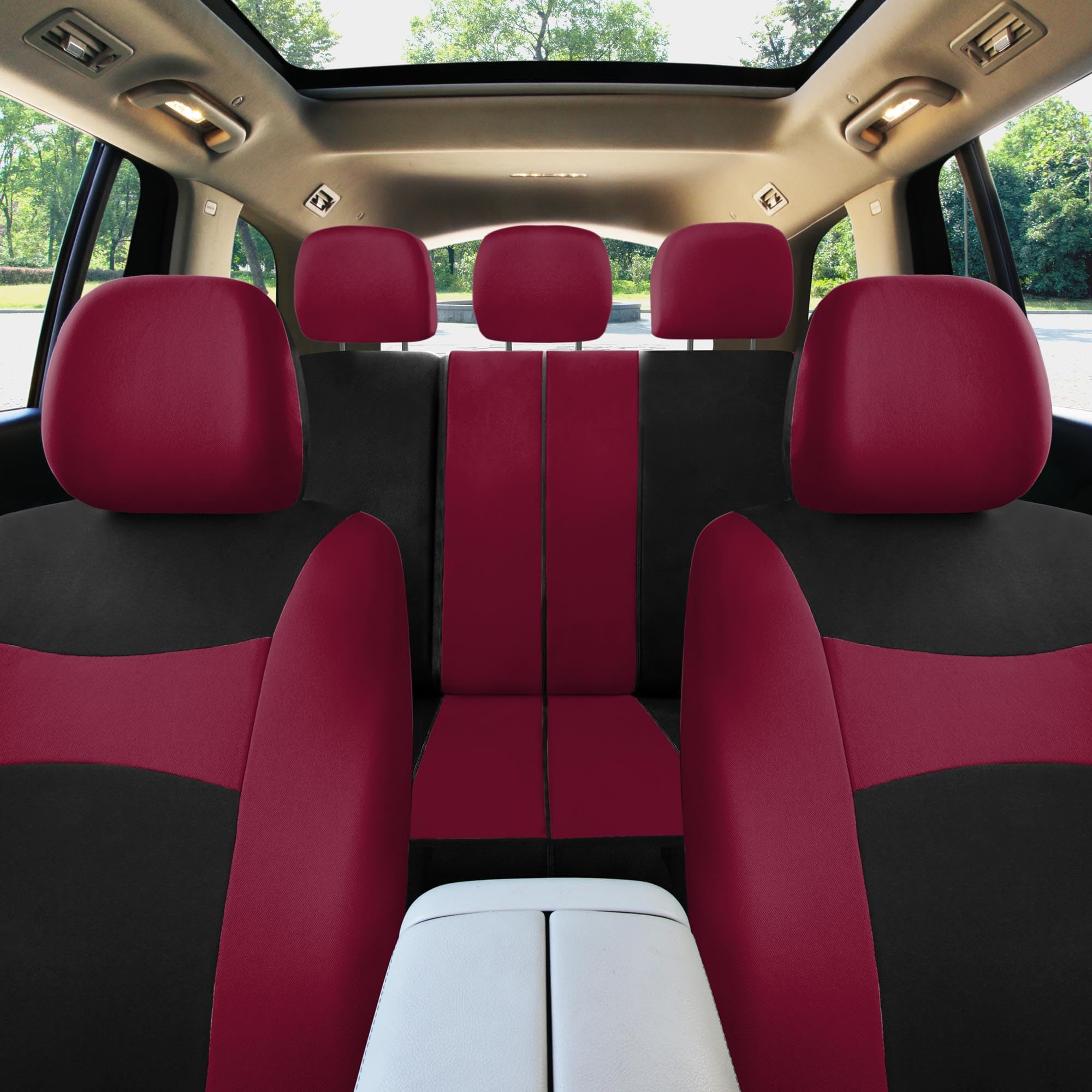 FH Group Car Seat Covers Full Set Cloth,Universal Fit combo,Washable Automotive Seat Covers,Low Back Front Seat Covers,Airbag Co