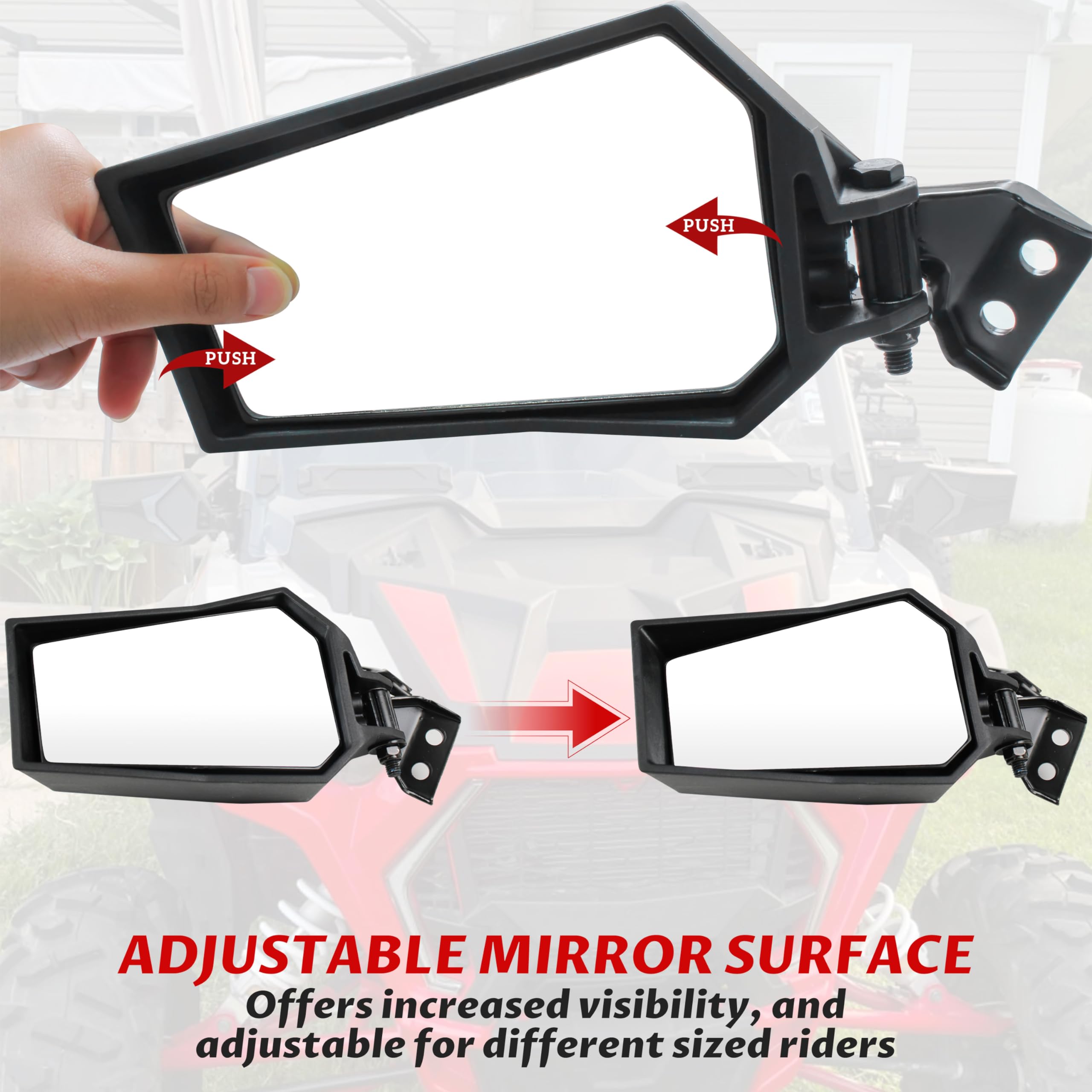 SAUTVS Adjustable Rearview Side Mirrors for Polaris RZR XP 1000 14-23, Folding Clear Rear View Side Mirrors for Polaris RZR XP X