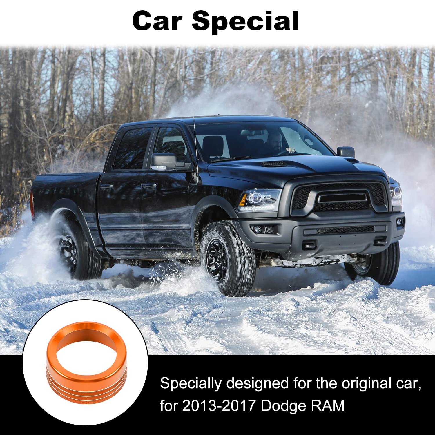 Voodonala For Dodge Ram Aluminum Gear Shift Shifter Switch Transmission Gear Selector Shift Lever Gearstick Knob Coverfor 2013-2017 Dodge Ram Interior Accessories,Orange 1Pc