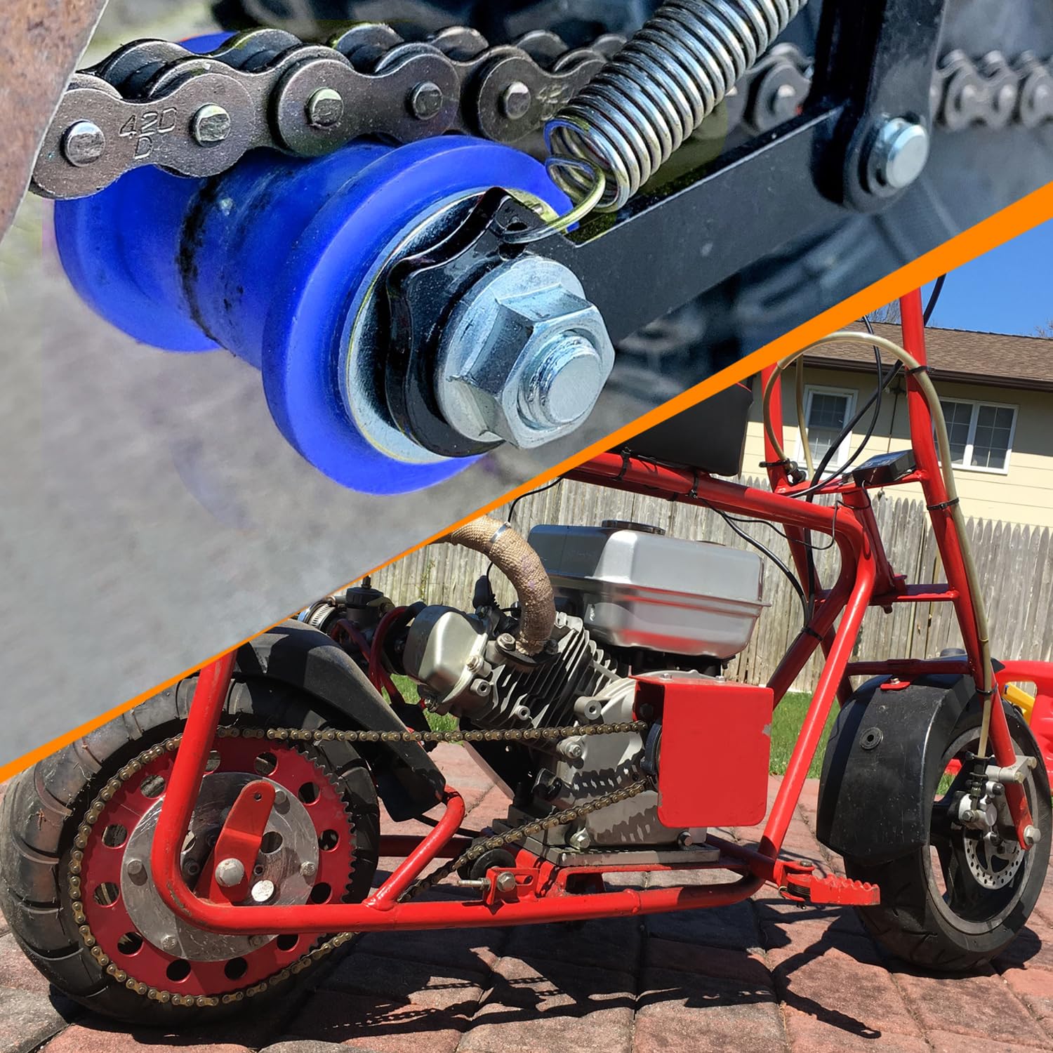 Holato 8Mm 0.31' 10Mm 0.39' Chain Roller Tensioner Wheel Guide For Baja Db30 Doodlebug Dirt Bug Mini Bike 110Cc 125Cc 140Cc 150Cc Ssr Xr125 Crf50 Klx110 Dirt Pit Trail Bike Atv Quad Motorcycle Blue