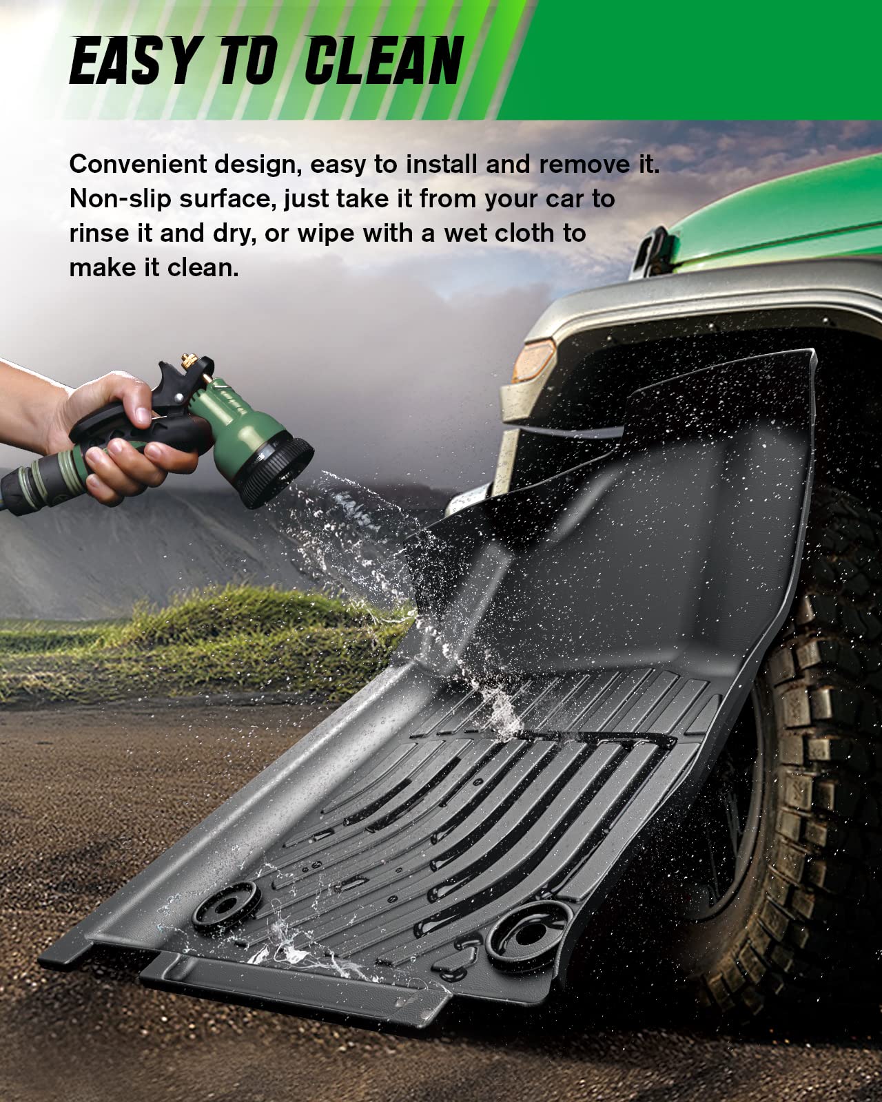 Viwik Floor Mats For Jeep Grand Cherokee 2021-2016, Anti Slip 3D Floor Liners, Tpe Waterproof Car Mats, Custom Fit All Weather P