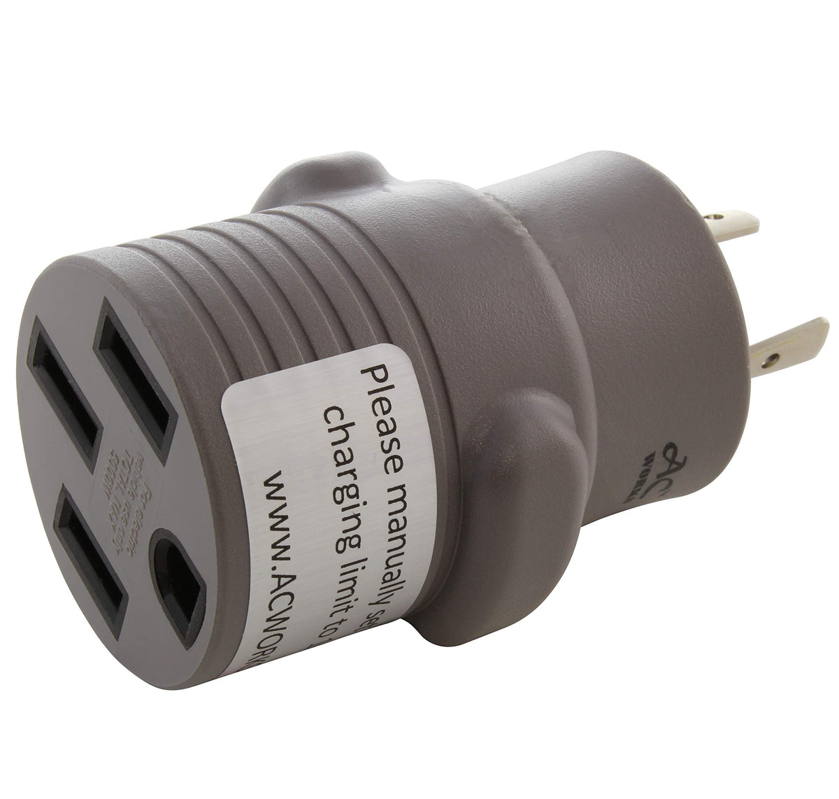 Ac Works Ev Charging Adapter For Tesla Use (L6-20 20A 250V 3-Prong To Tesla- Straight)