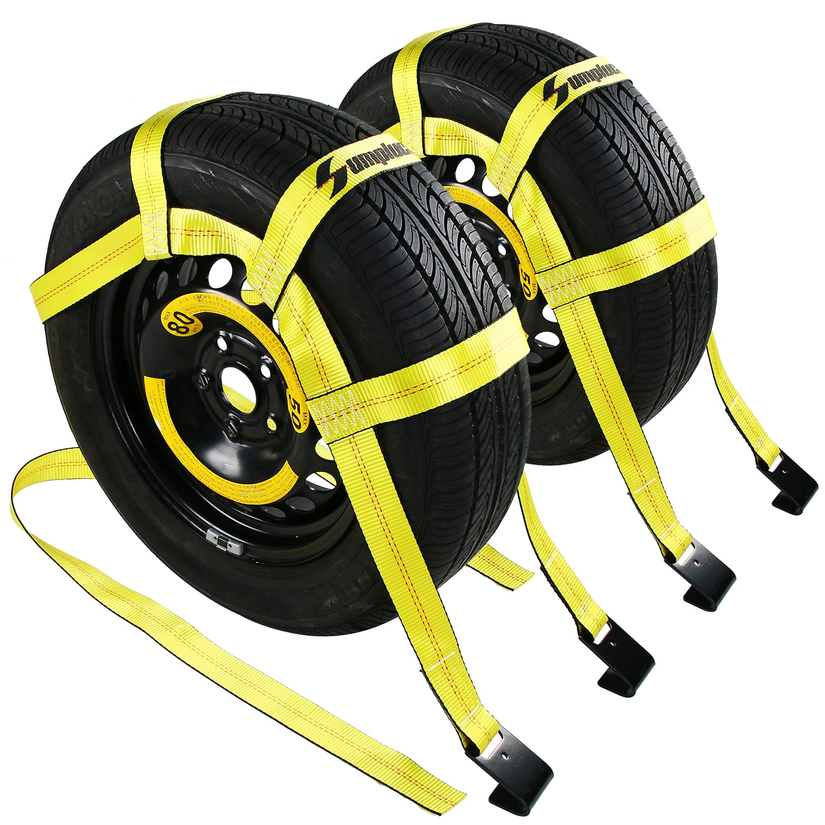 Tow Dolly Basket Straps With Flat Hook-2 Pack,Car Wheel Strap Tire Bonnet Net Fits 14''-19'' Tires Auto Universal Vehicle Car Do