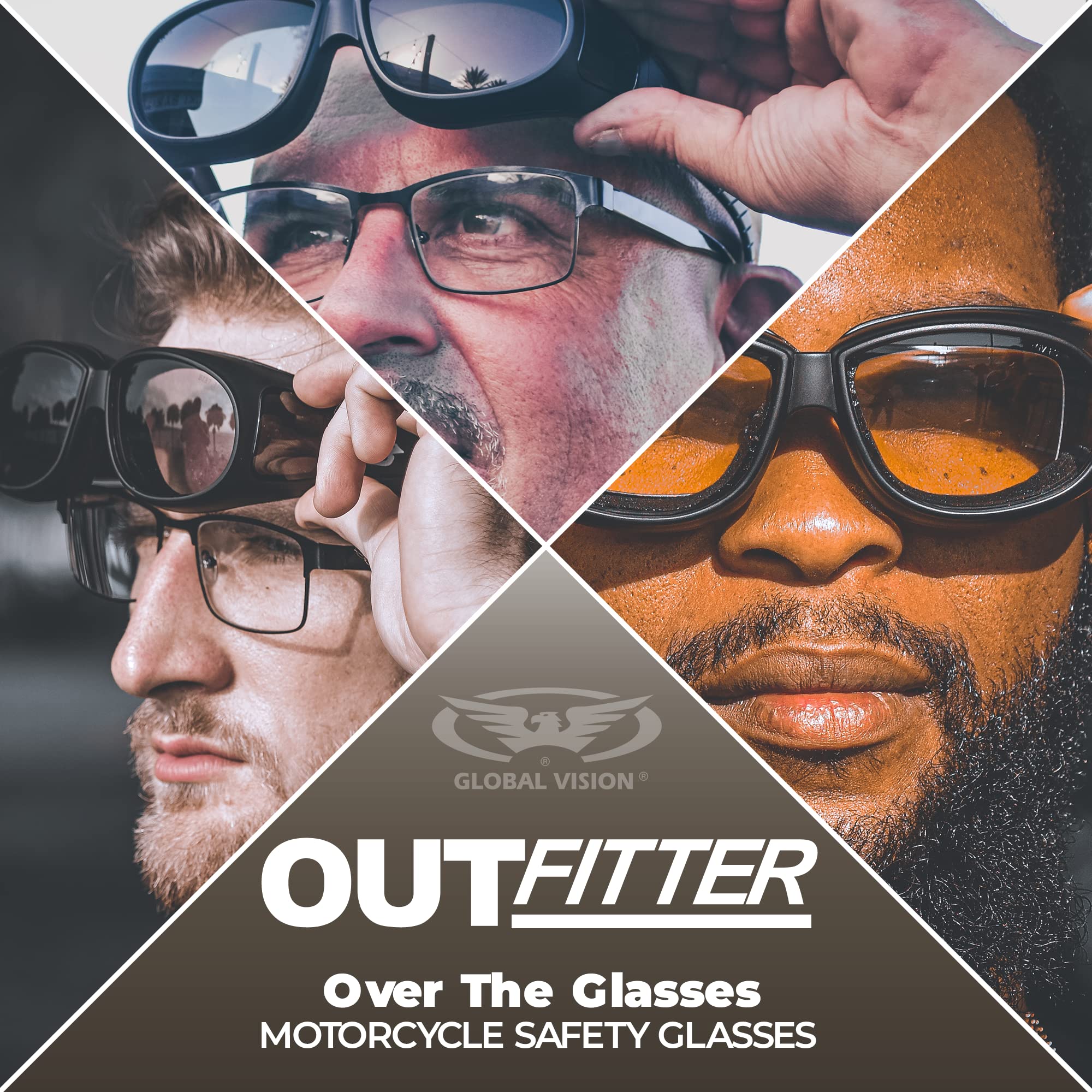 Outfitter Clear Motorcycle Glasses. Over-Prescription Glasses