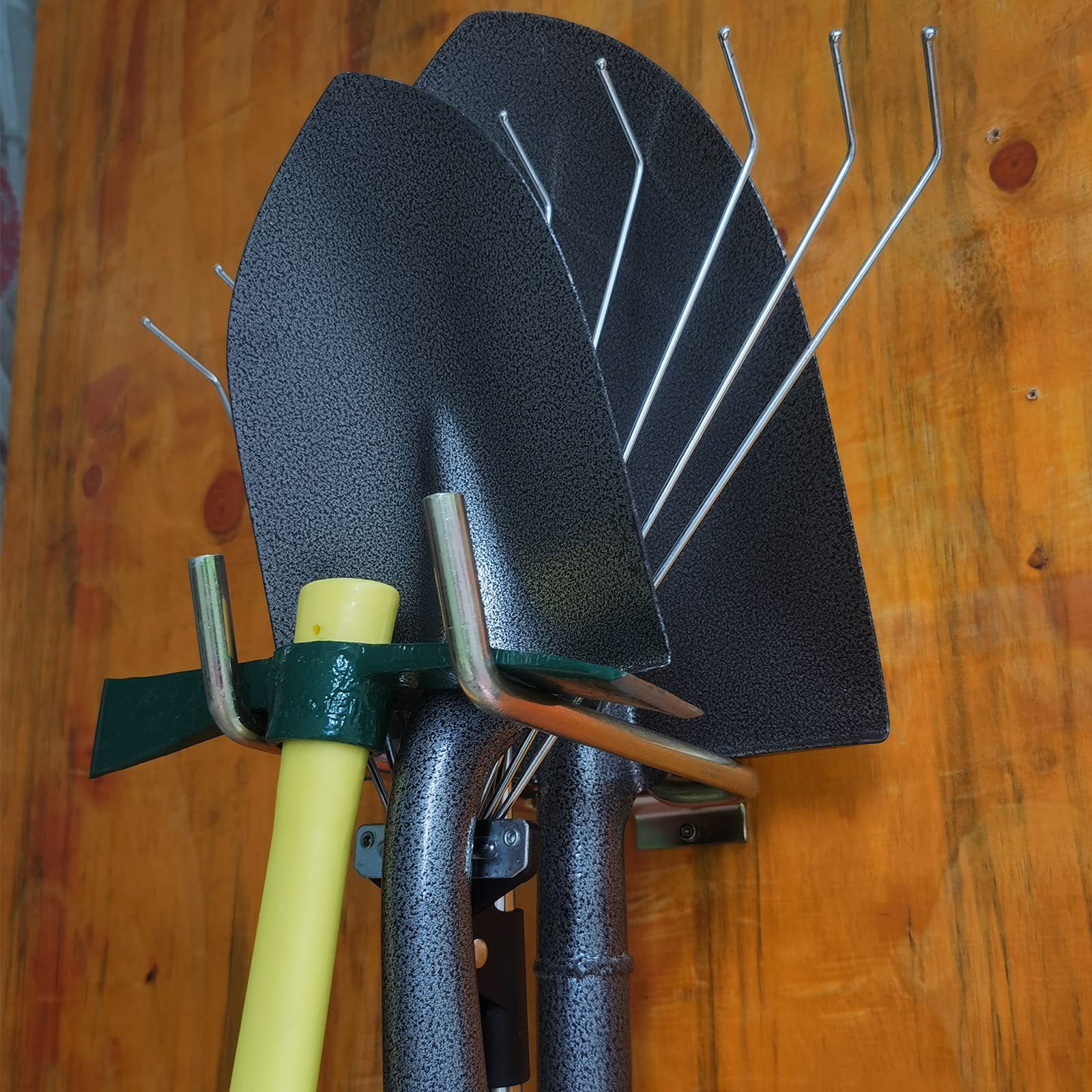 POROHOM 2 Pack E-Track Heavy Duty Shovel Hanger for Store Long Handled Tools, Large Steel Tool Hook TieDown Accessories Cargo Ti