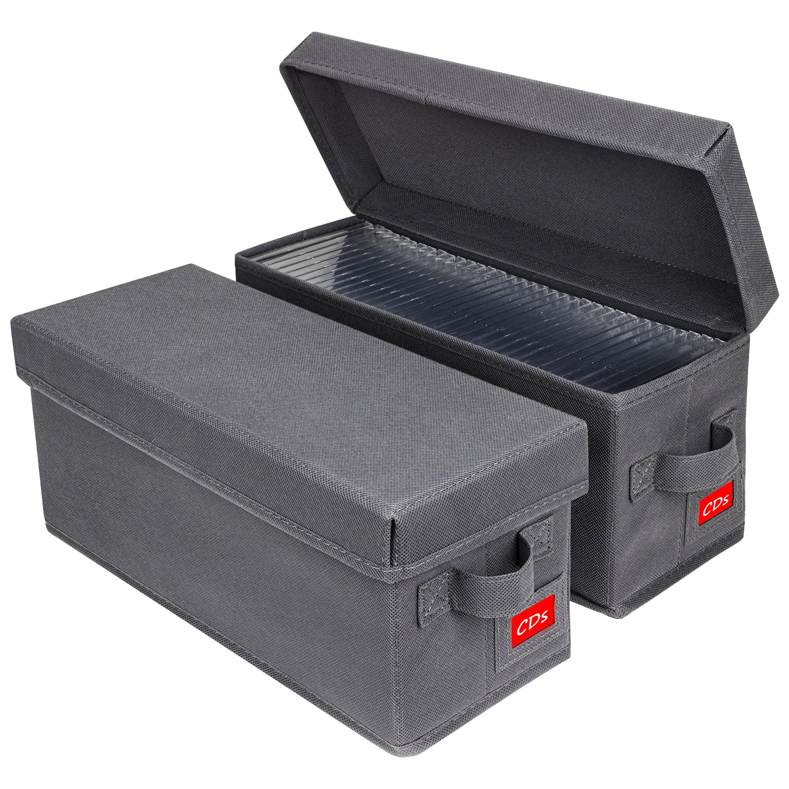 Nuswor Upgrades Cd Storage Box - Perfect Cd Case Storage Solution, Stackable Cd Organizer With Lid, 2Pack Cd Holder 14.37 X 5.5