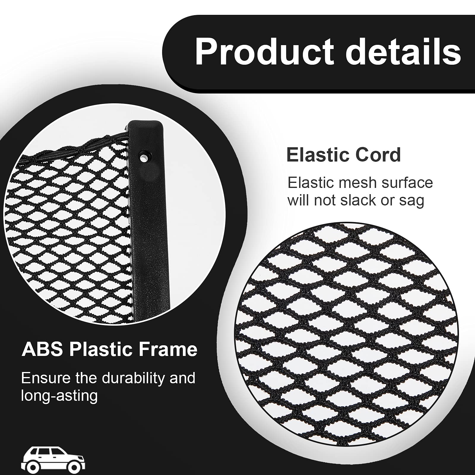Frienda 1 Pc Abs Plastic Frame Car Storage Net Bag Phone Car Mesh Net Holder Rv Storage Boat Cargo Pocket Organizer Framed Mesh
