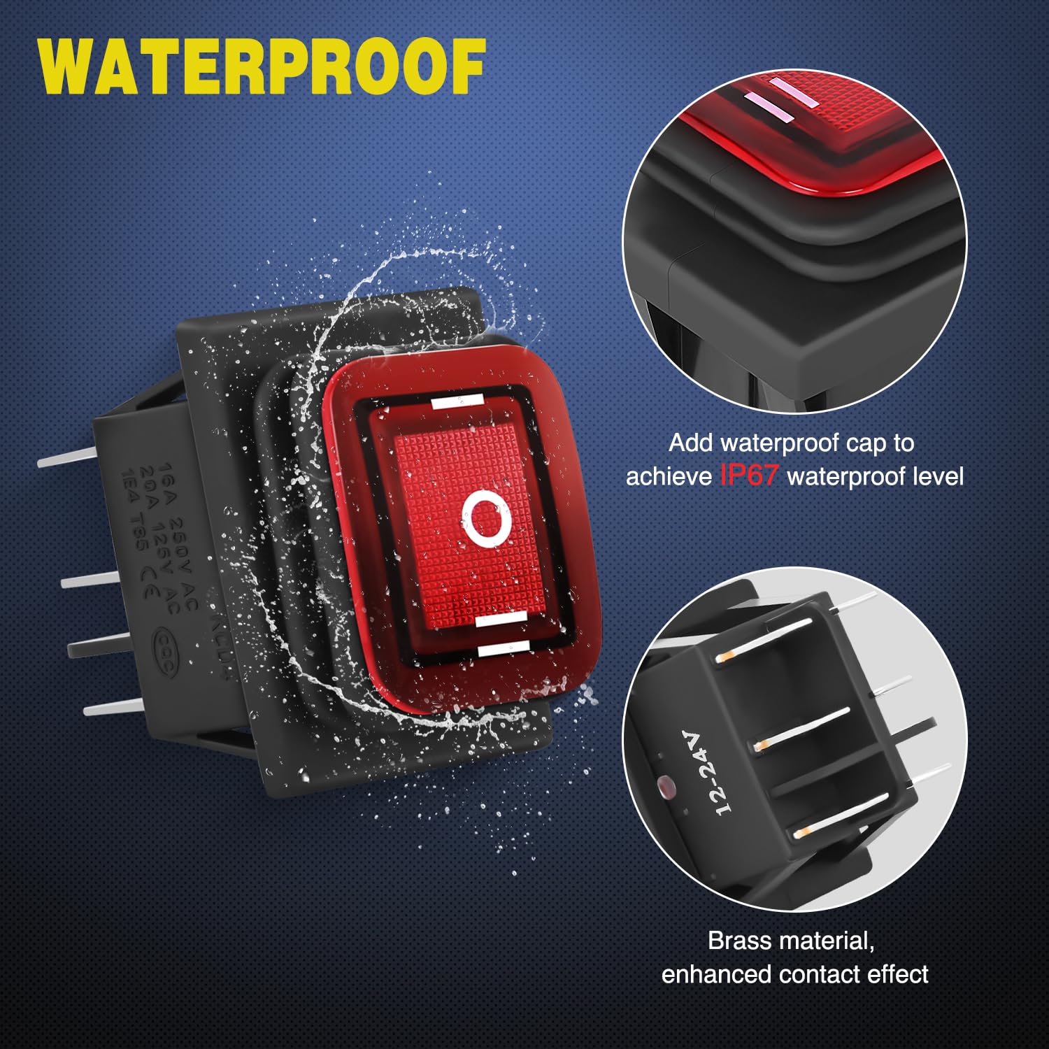 Nilight 6Pin On Off On Rocker Switch 2Pcs Red Led Lighted Ip67 Waterproof Dpdt 3 Position Latching 20A 12Vdc 125Vac Toggle Switc