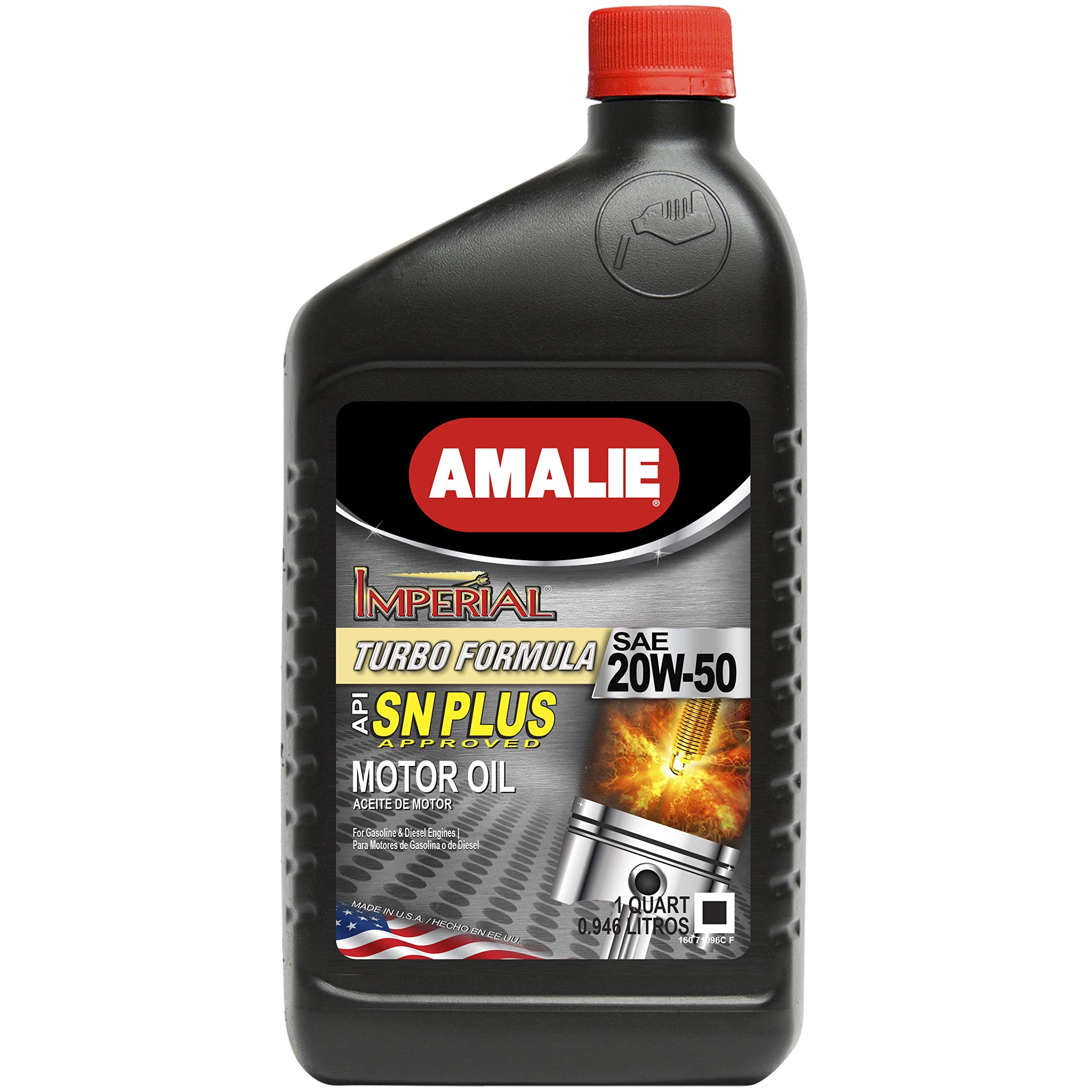 AMALIE IMPERIAL TURBO 20W-50 Motor Oil (160-71096-56) 1 Quart Bottle, Pack of 12 | Made in USA