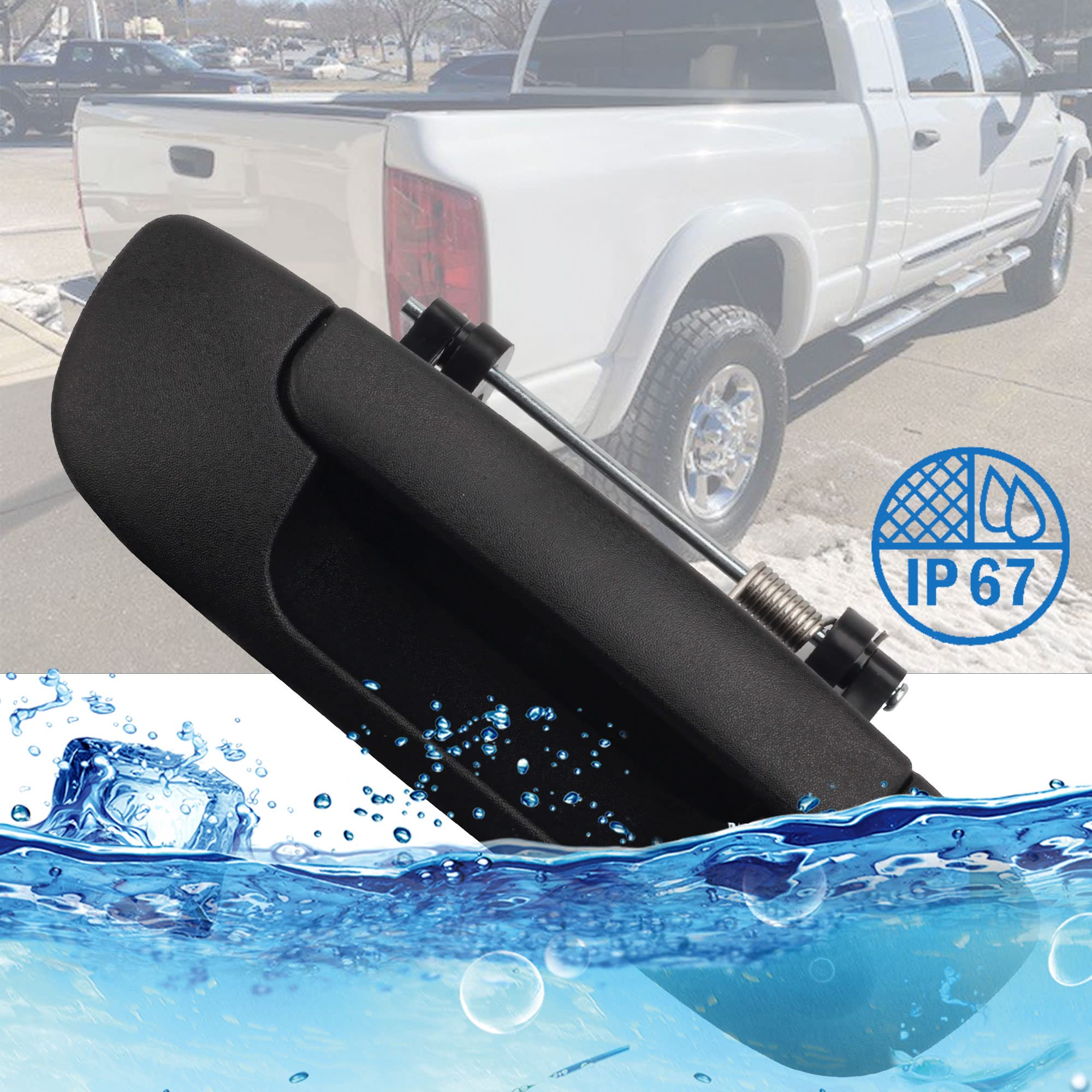 Dasbecan Tailgate Handle With Backup Rear View Camera Compatible With 2002-2008 Dodge Ram 1500 2500 3500 Reverse Camera Waterpro