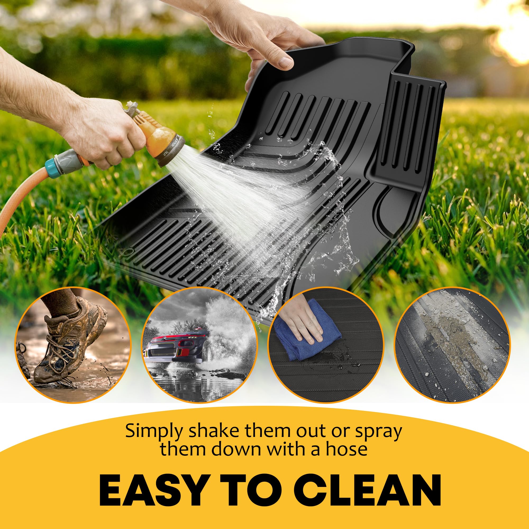 Aomsazto Floor Mats & Cargo Liner Fit For 2017-2025 Audi Q7/Sq7 - Custom Fit All Weather Tpe Rubber Floor Liners For Audi Q7 1St