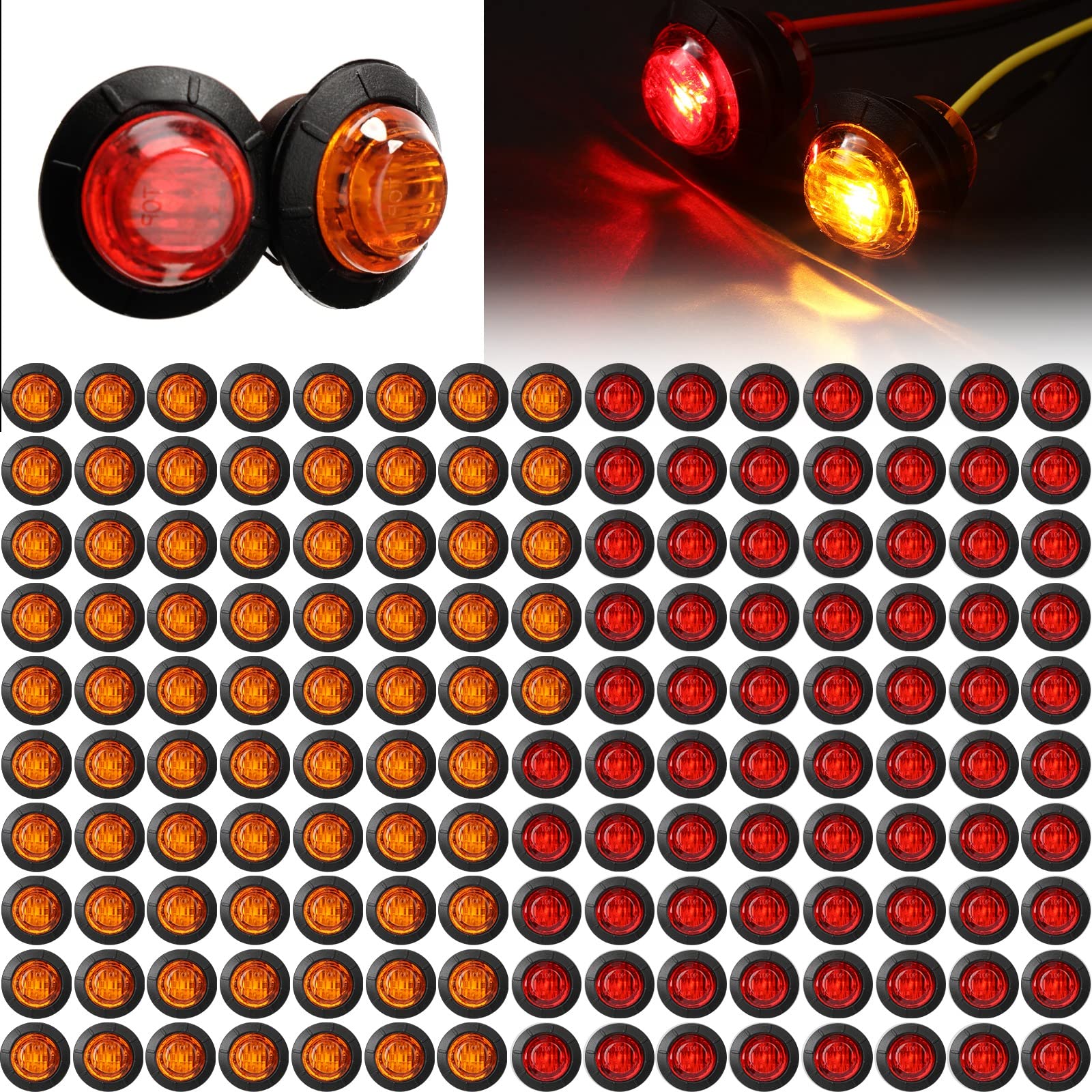 150 Pieces 3/4 Inch Round Mini Surface Mount Led Side Marker Lights Led Marker Lights Trailer Side Marker Lights For Truck Boat