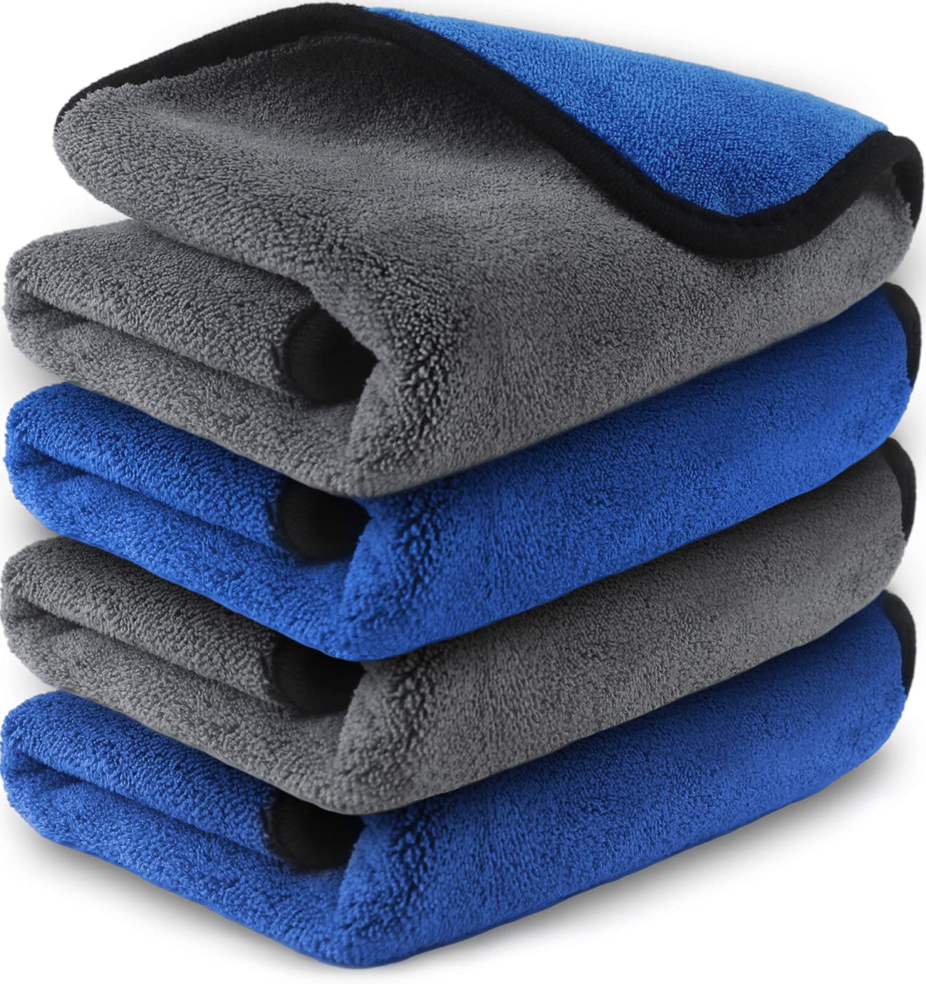 Airlab 800GSM Microfiber Towels for Cars - Super Absorbent, Lint & Streak Free, 16x16, Blue, Pack of 4