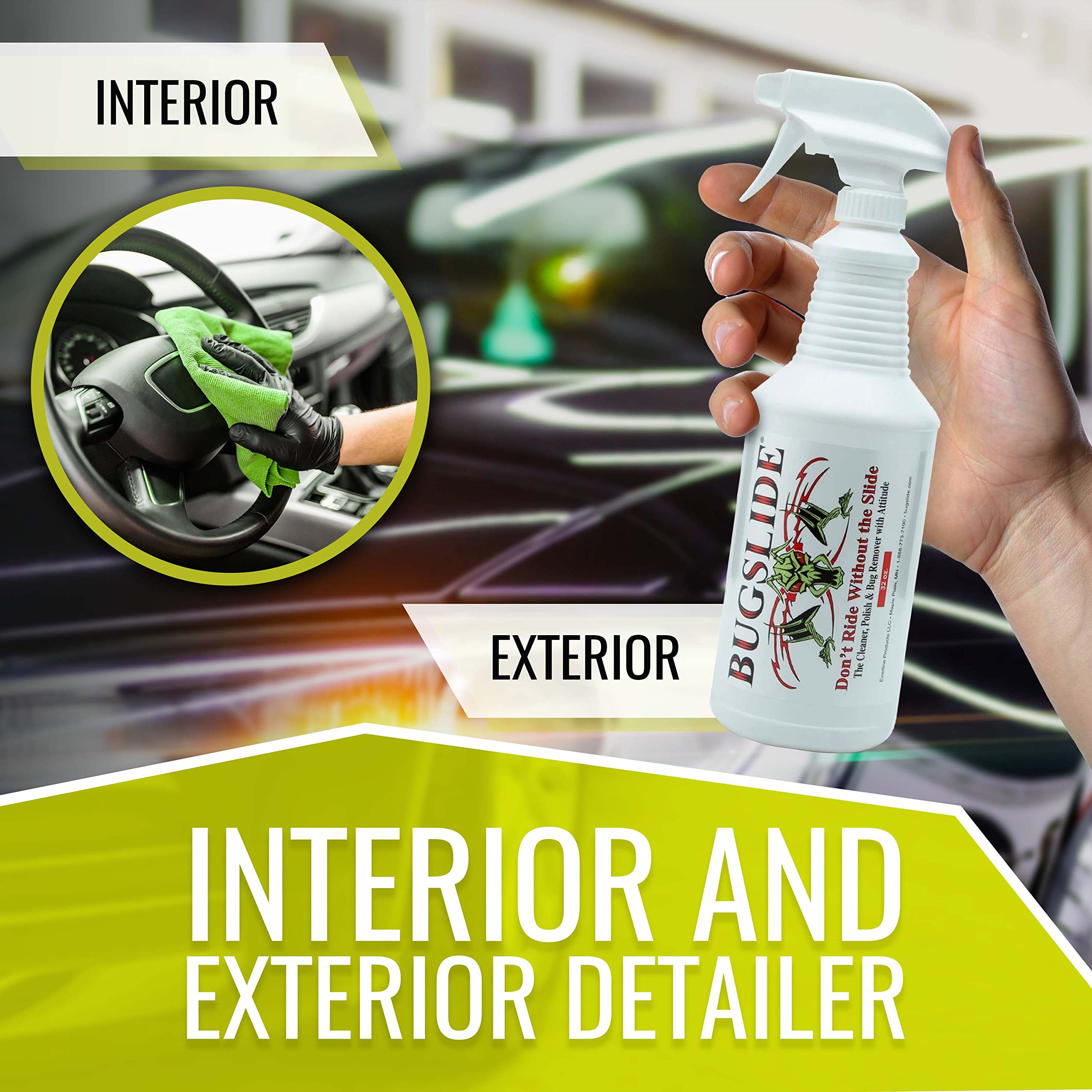 Bugslide 32 Oz Car Detailing Kit With Microfiber Towel - Exterior Or Interior Car Cleaner And Waterless Detailer Spray - Clean,