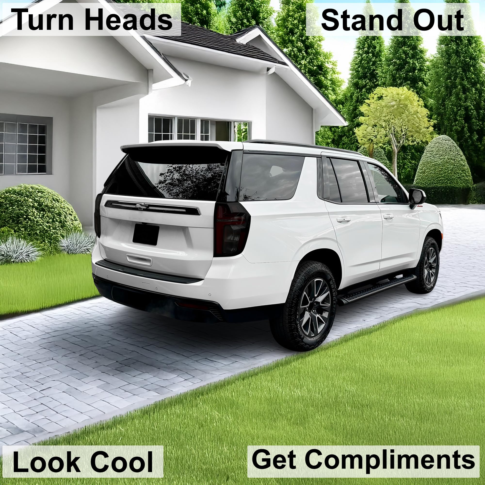 BOGAR TECH DESIGNS Rear Taillight Tail Light Tint Kit PPF Compatible with Chevrolet Tahoe Suburban 2021-2024, Dark Smoke