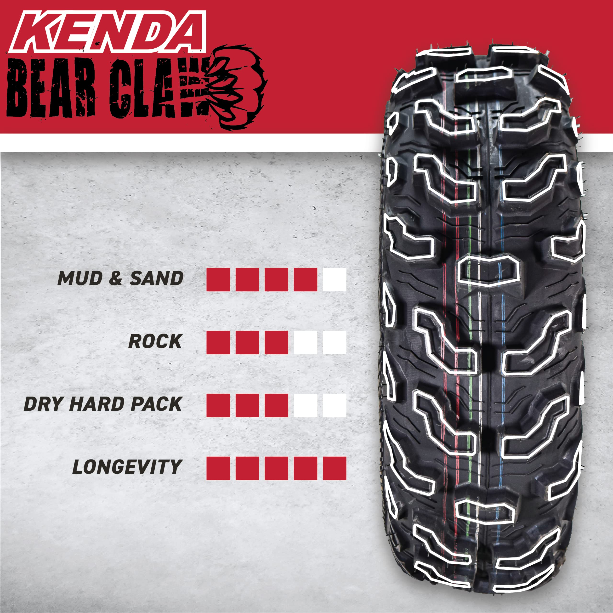 Kenda Bear Claw Ex 22X7-10 Atv 6 Ply Tire (2 Pack)