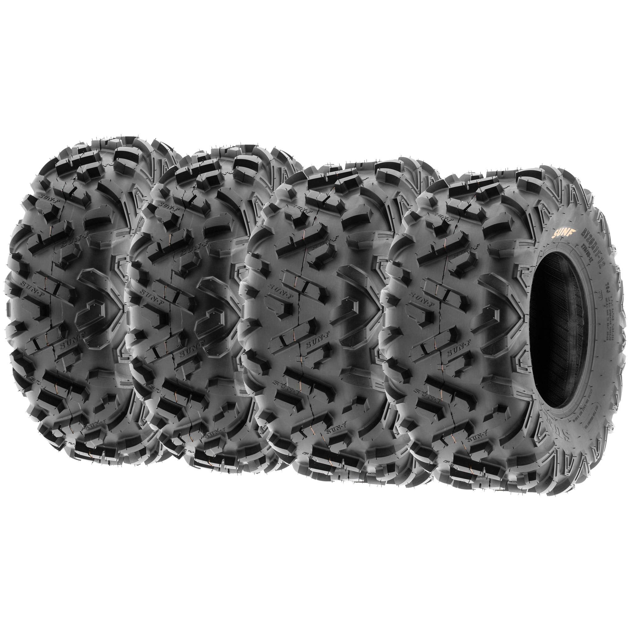 Set Of 4 Sunf Power.Ii All-Terrain Off Road Atv Utv Tires 25X8-12 Front & 25X10-12 Rear, 6 Pr Tubeless A051