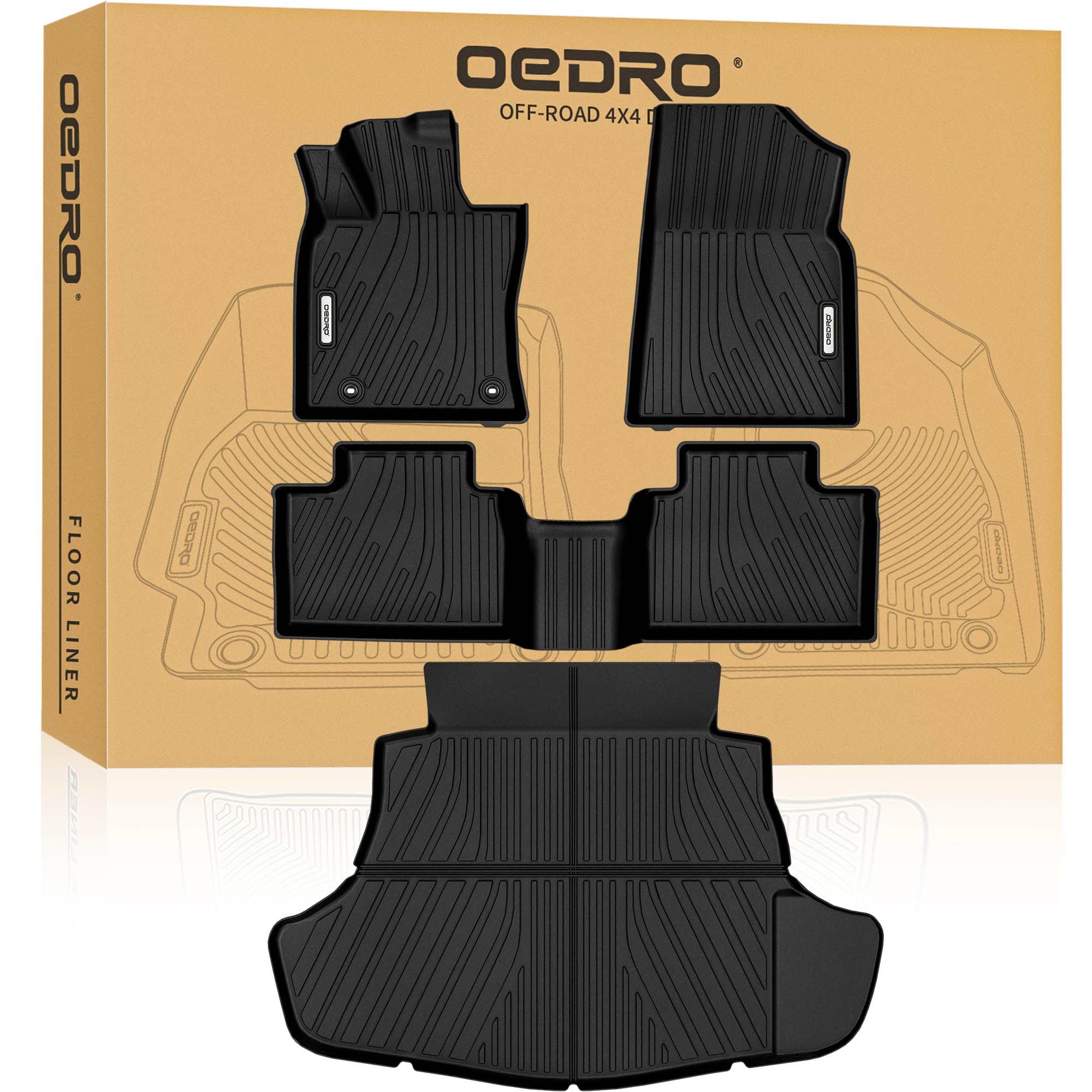 Oedro Floor Mats & Cargo Mat Fit For 2025 Toyota Camry (Include Hybrid), Tpe All Weather Custom Fit 2025 Camry Floor Liners 1St