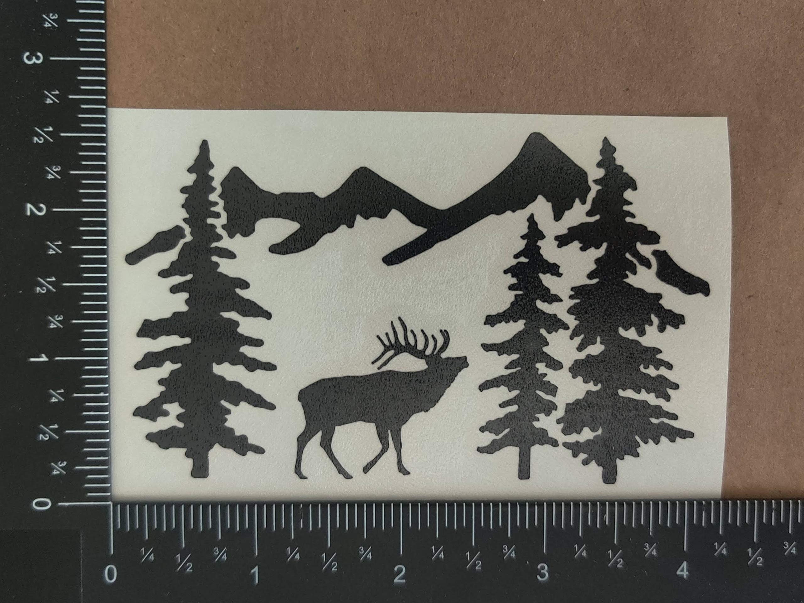 Elk Deals 4 Pack: Bulging Elk, Detailed Elk, Elk Head Silhouette, Elk In Trees (Black, Small ~3.5'')