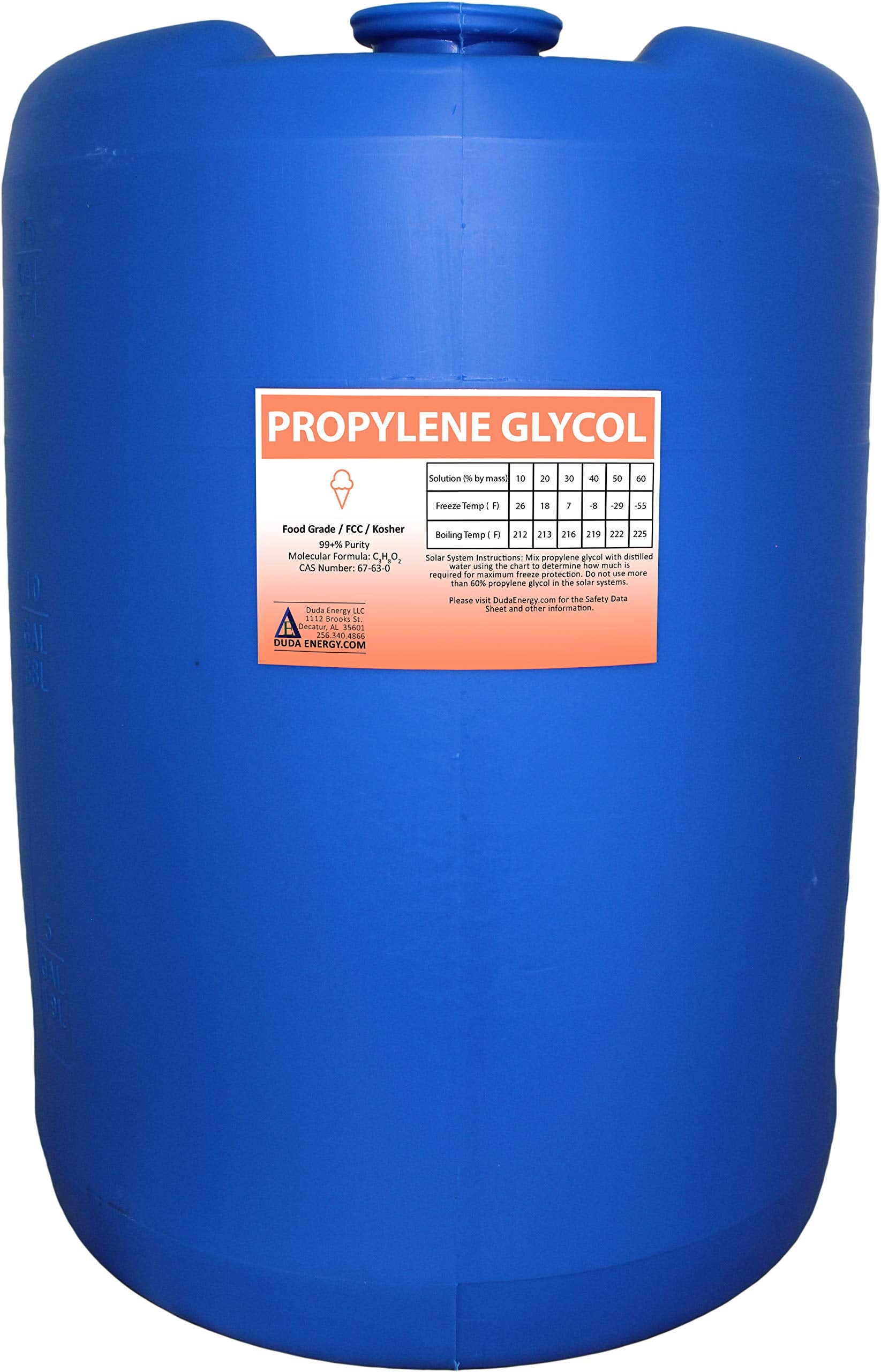 Duda Energy Drum Propylene Glycol Food Grade Usp Pure Concentration, 145 Pound