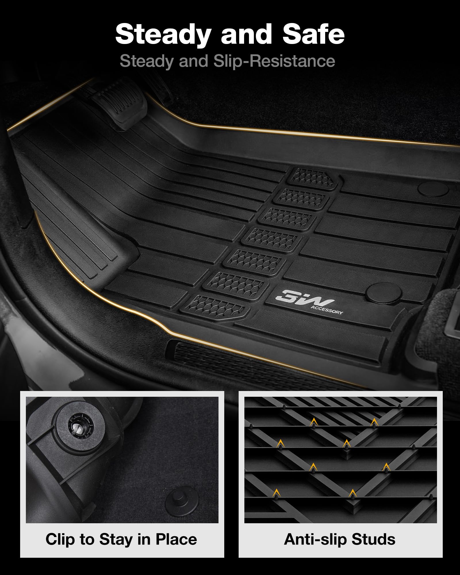3W Floor Mats Fit For Jeep Cherokee 2015-2024 Tpe Floor Liner 1St And 2Nd Row Full Set Car Mats, Black (Not For Grand Cherokee)