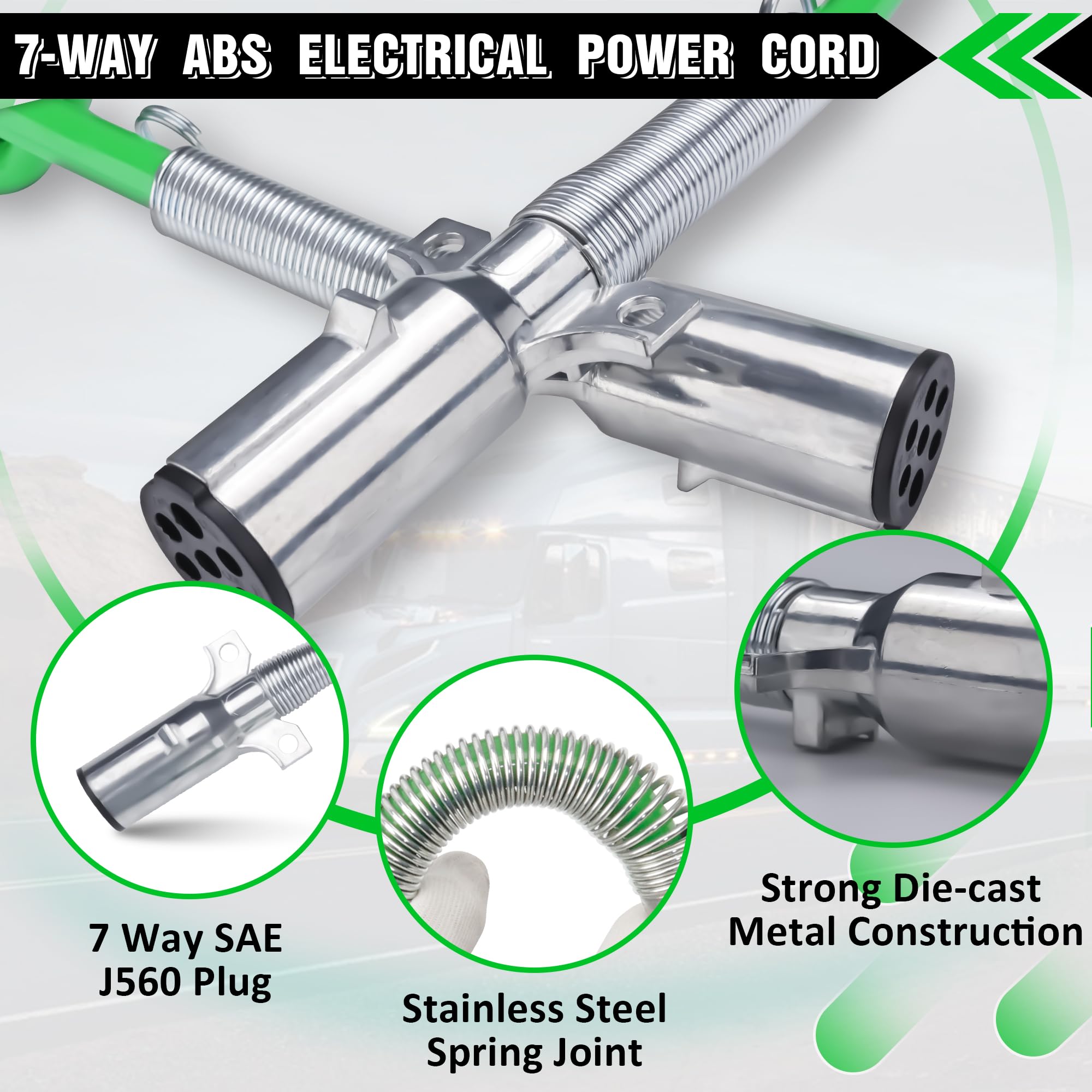 15Ft Air Brake Line Hoses & Abs Electrical Power Cord Assembly With Tender Spring Kit & Gladhands & Handles & Seals, Ailbiuko 1/