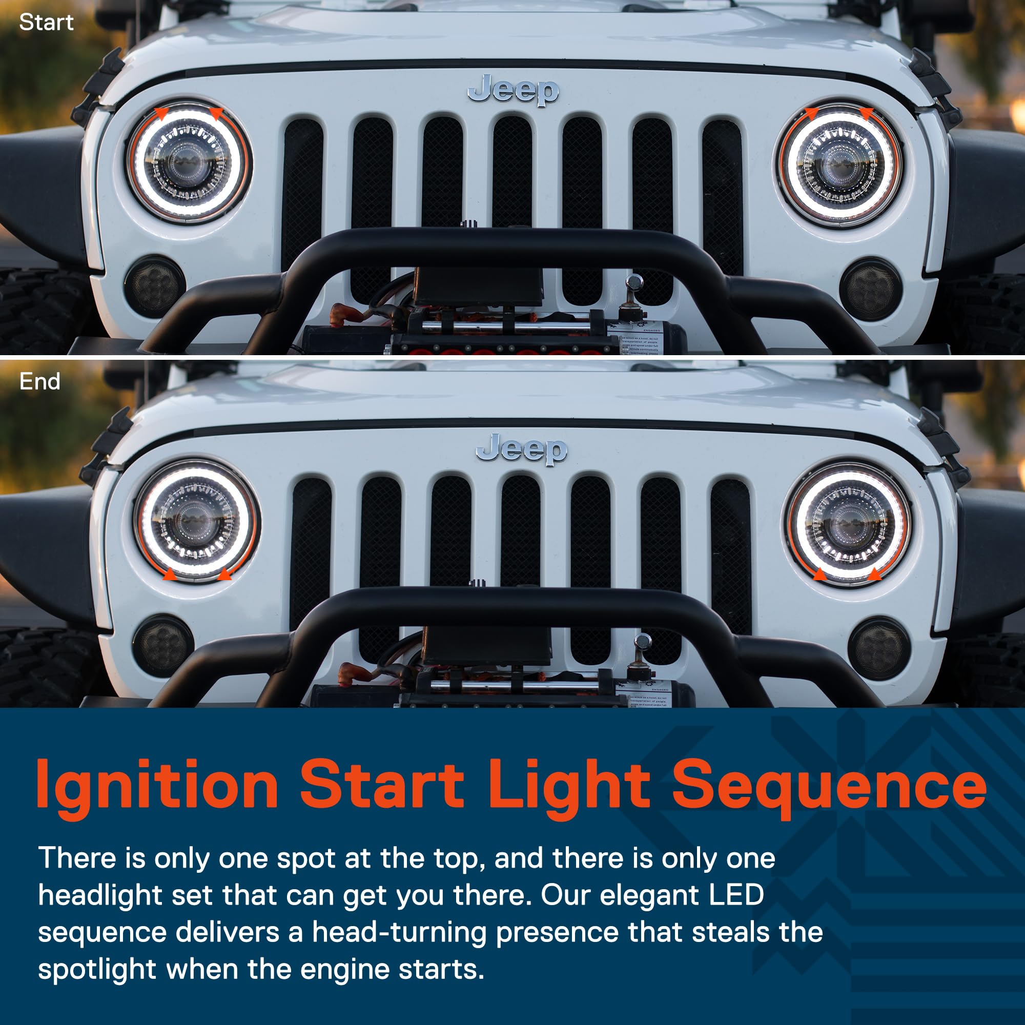 True Mods 7 Inch Led Headlights Round H6024 [Dot-Approved] [High Low Sealed Beam] [Halo Drl & Turn Signal] Replacement For Jeep