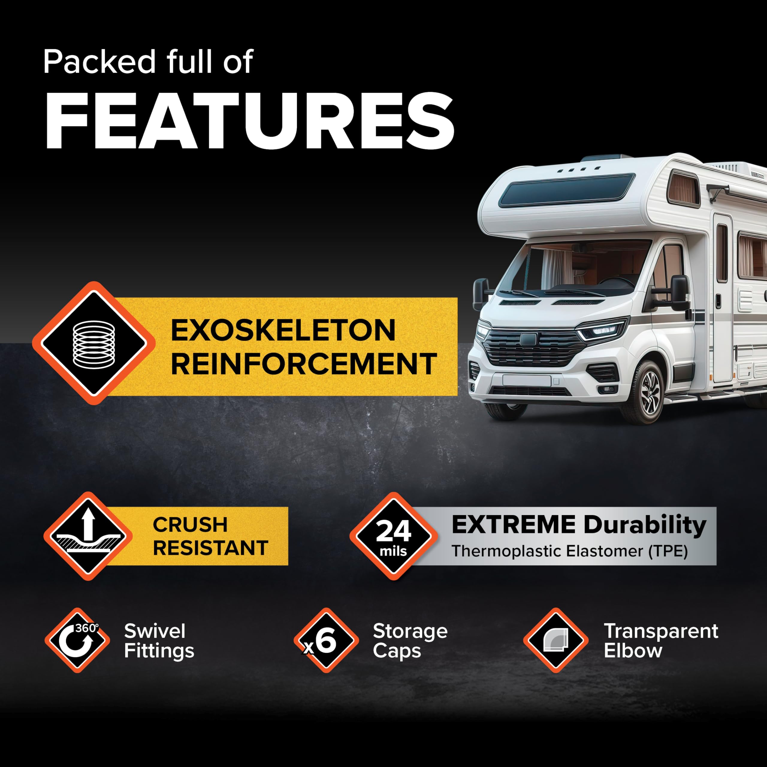 Camco Rhino Extreme 20-Foot Rv Sewer Hose Kit - Crush Resistant Tpe Technology - Swivel Fittings For Secure Connection - Rv Heav