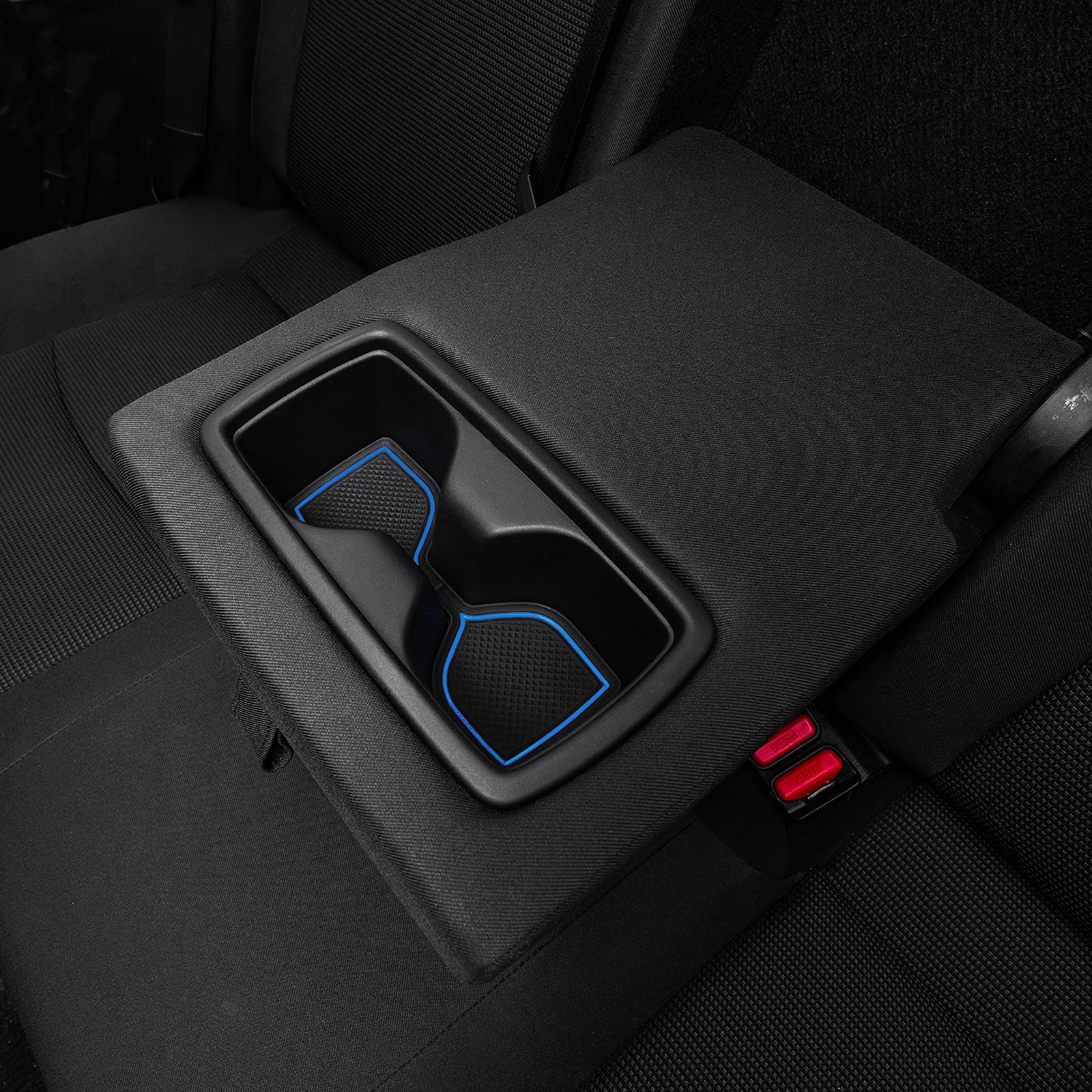 Jdmcar Liner Accessories Compatible With Toyota Rav4 2024 2023 2022 2021 2020 2019 And 2021-2024 Rav4 Prime, Custom Fit Cup Holder, Center Console, And Door Pockets Inserts Kit (Blue Trim) - 15 Pc Set