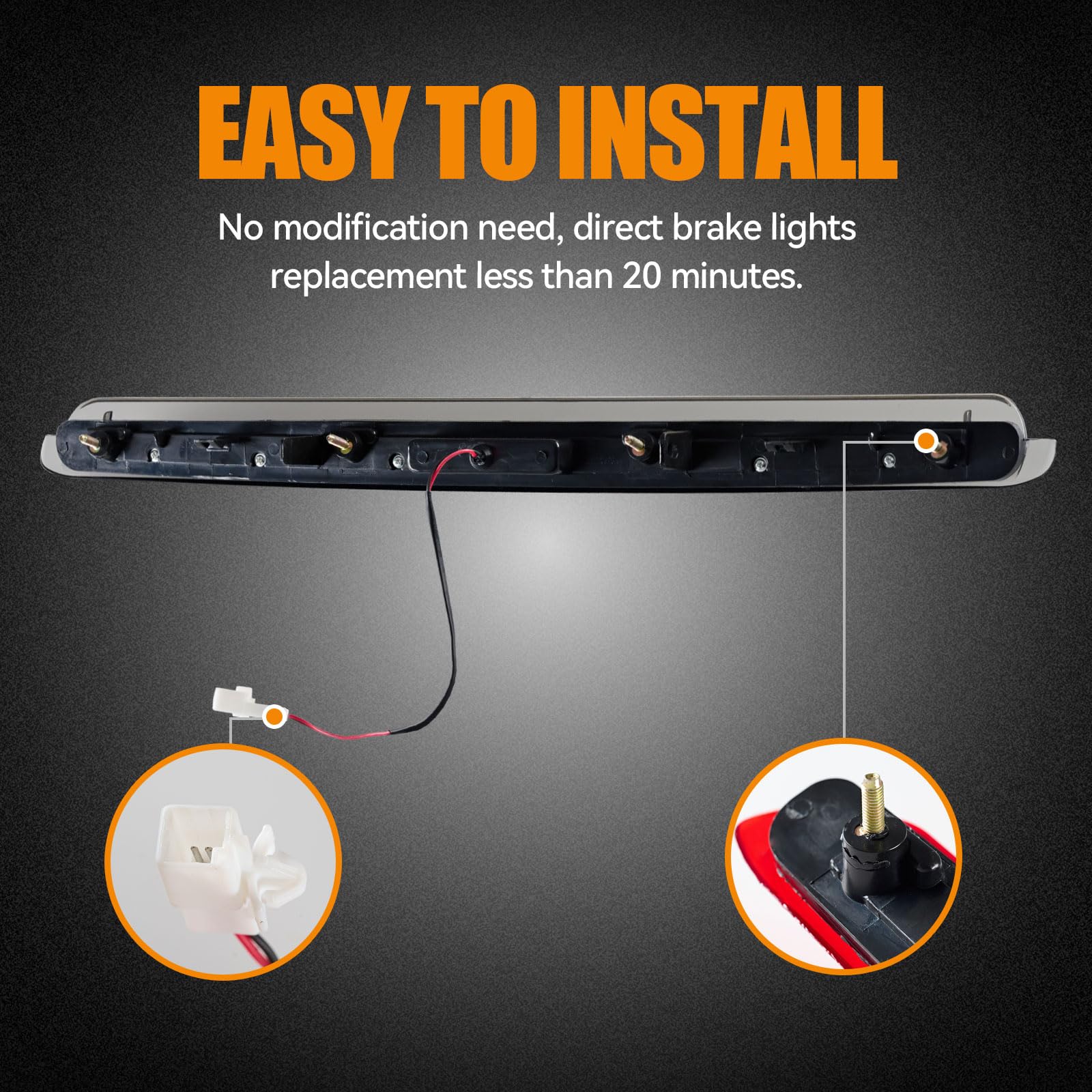 Cxdar Third 3Rd Brake Light Led For 2005-2010 Scion Tc, High Mount Rear Brake Lights Assembly For 05-10 Scion Tc, Waterproof Cen