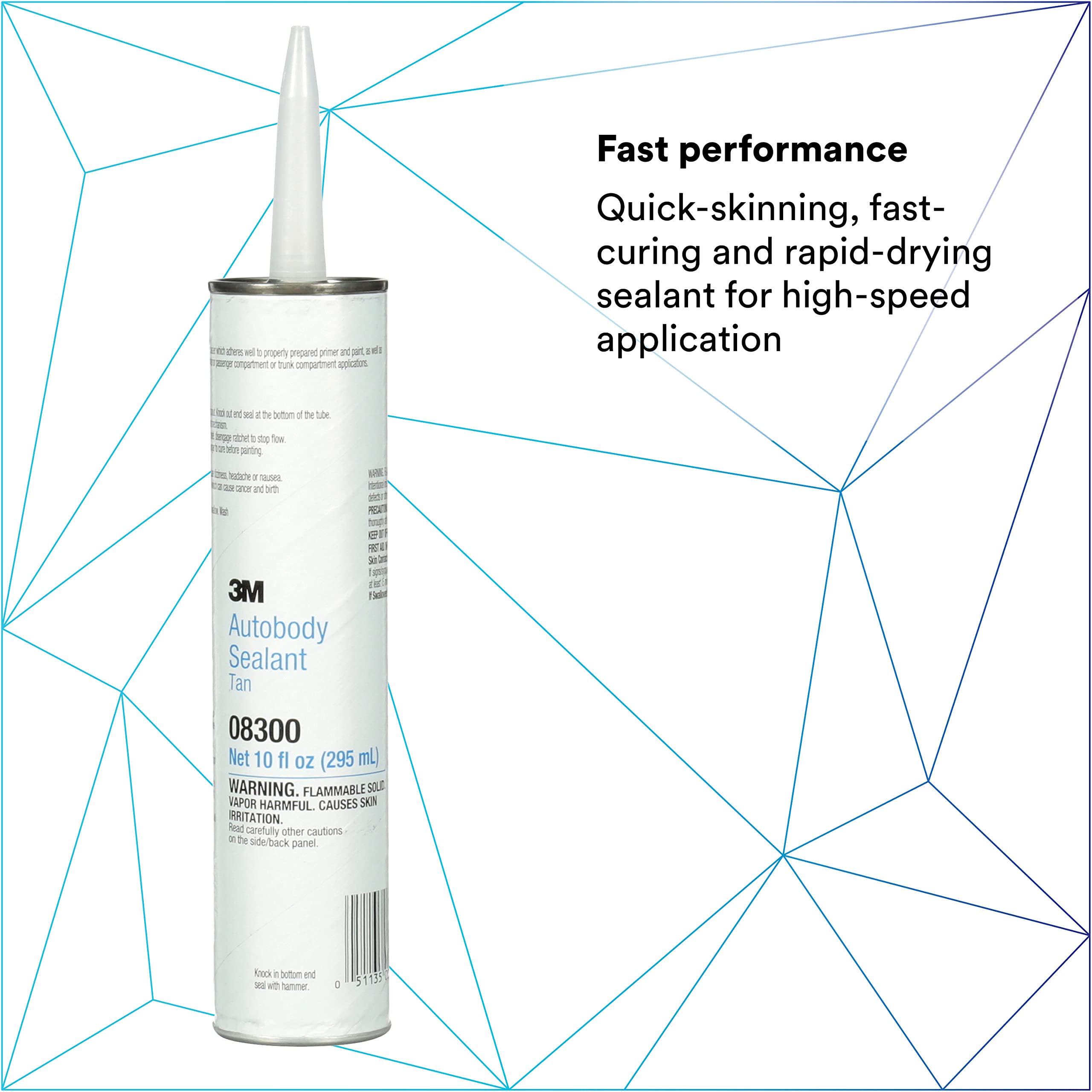 3M Ultrapro Autobody Sealant, 08300, Tan Color, High-Solids, Heavy-Bodied, Fast-Curing, Solvent-Based, 1/10 Gal/10 Fl Oz Cartrid