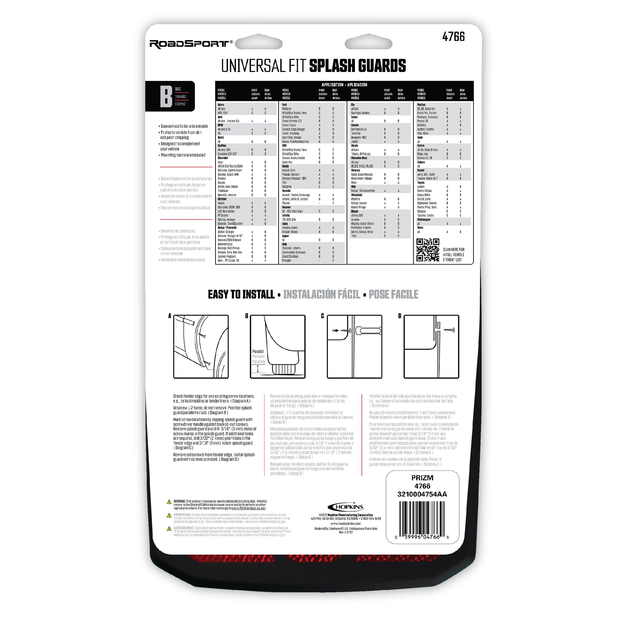 Hopkins Towing Solutions RoadSport 4766 'B' Series Universal Fit Premiere Splash Guard (Black with Red Prism; 15-3/4 Height x