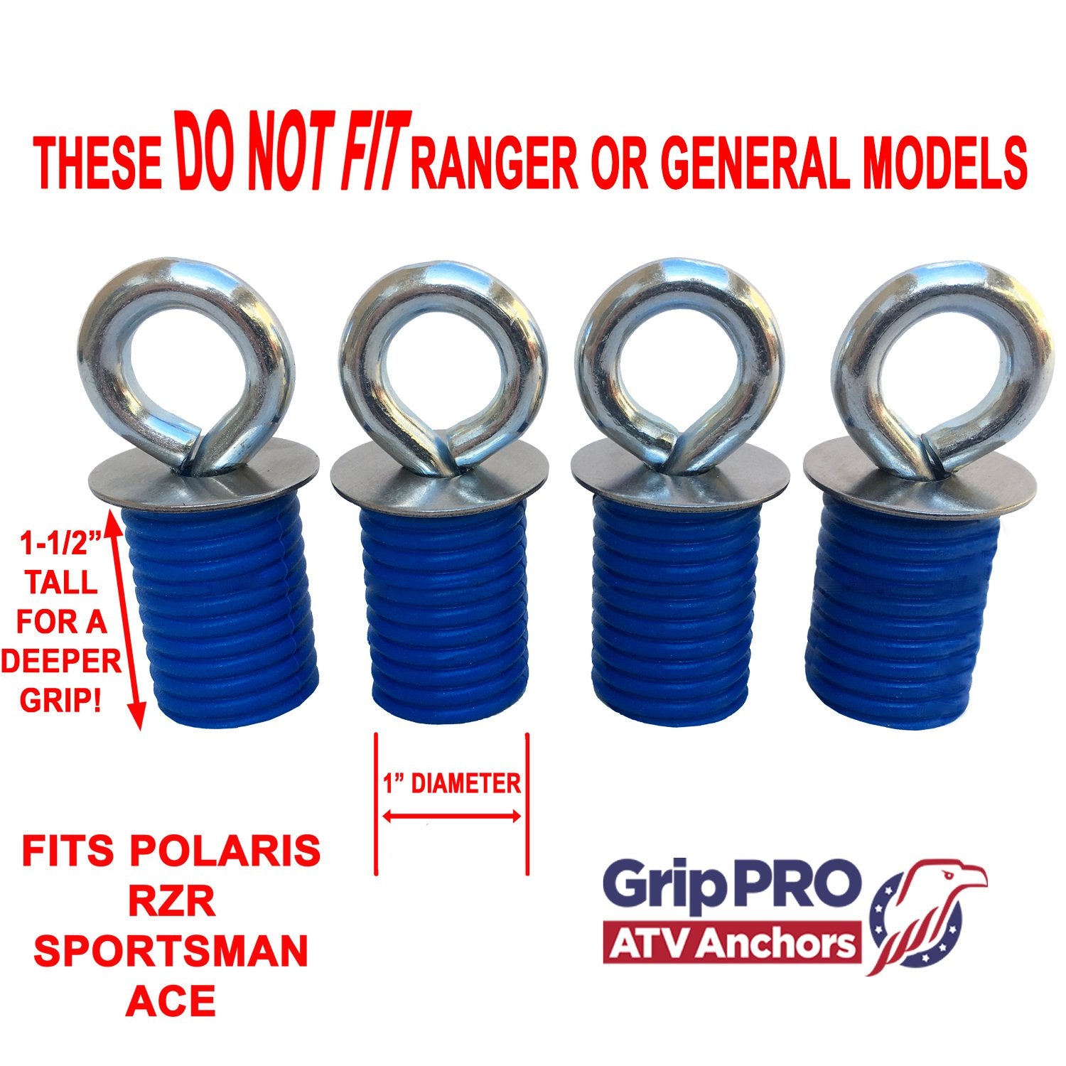 Grippro Atv Anchors To Fit Polaris Lock & Ride Atv Tie Down Anchors Made To Fit Rzr, Sportsman - Set Of 4 - These Do Not Fit Ran