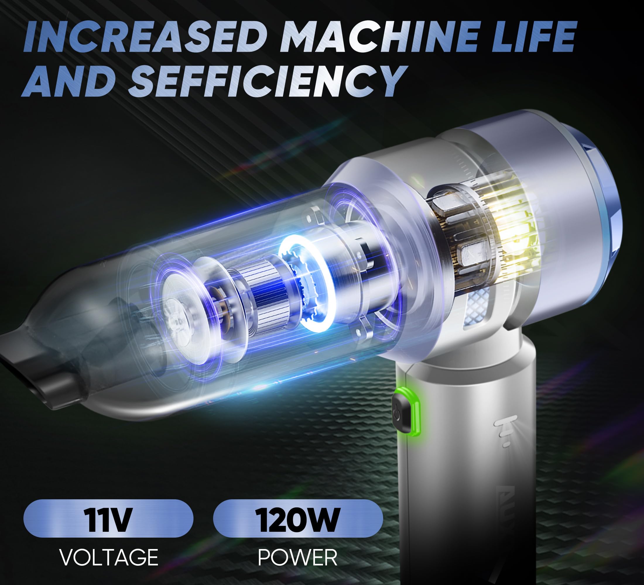 AUXTUR Handheld Cordless Car Vacuum|3 in 1 15000PA Mini Cleaner,120W High Power Brushless Motor,Super Suction Power Vacuums with