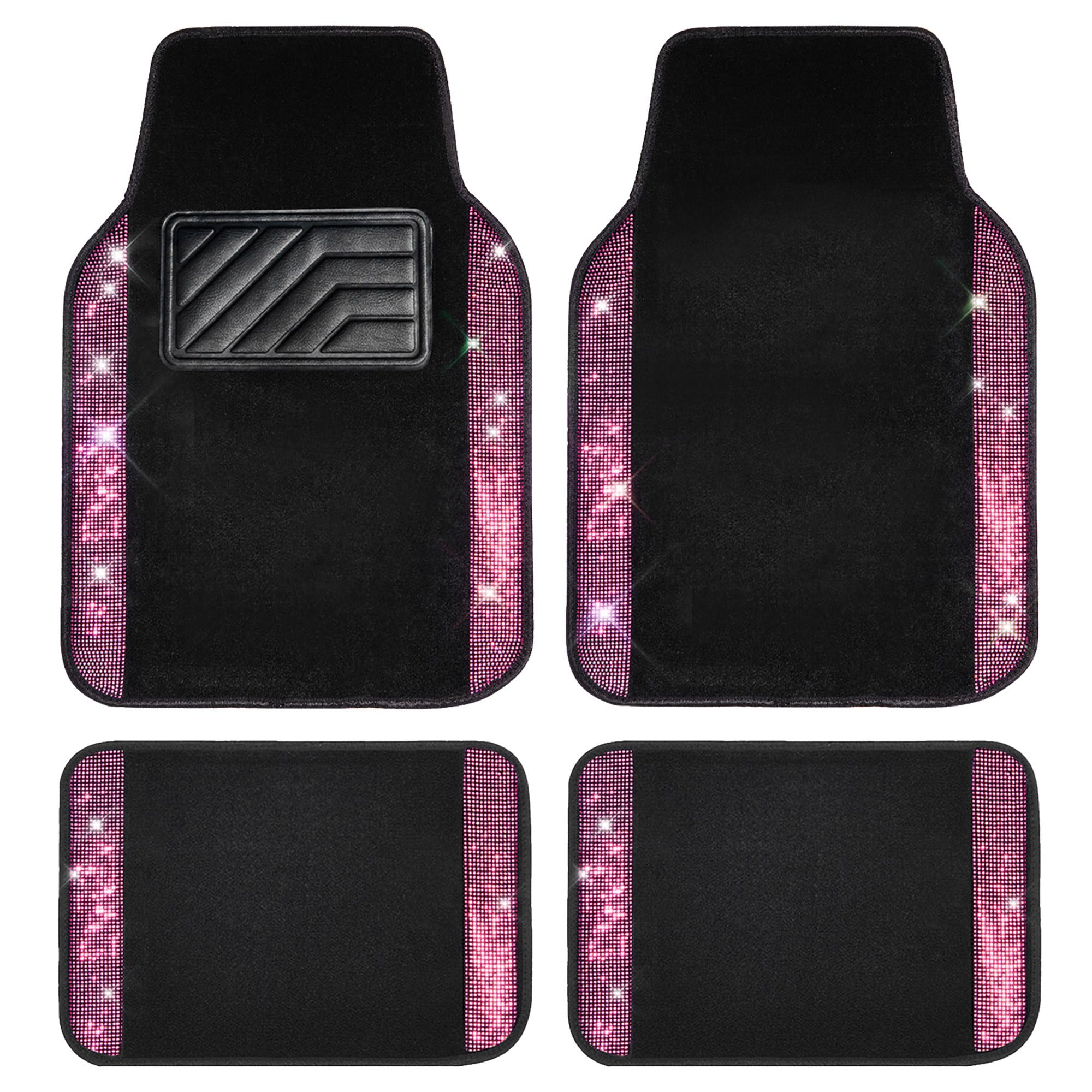 Car Pass Bling Diamond Car Floor Mat Shining Rhinestones Carpet, Sparkly Glitter Crystal Anti-Slip Pvc Heel Pad Automotive Unive