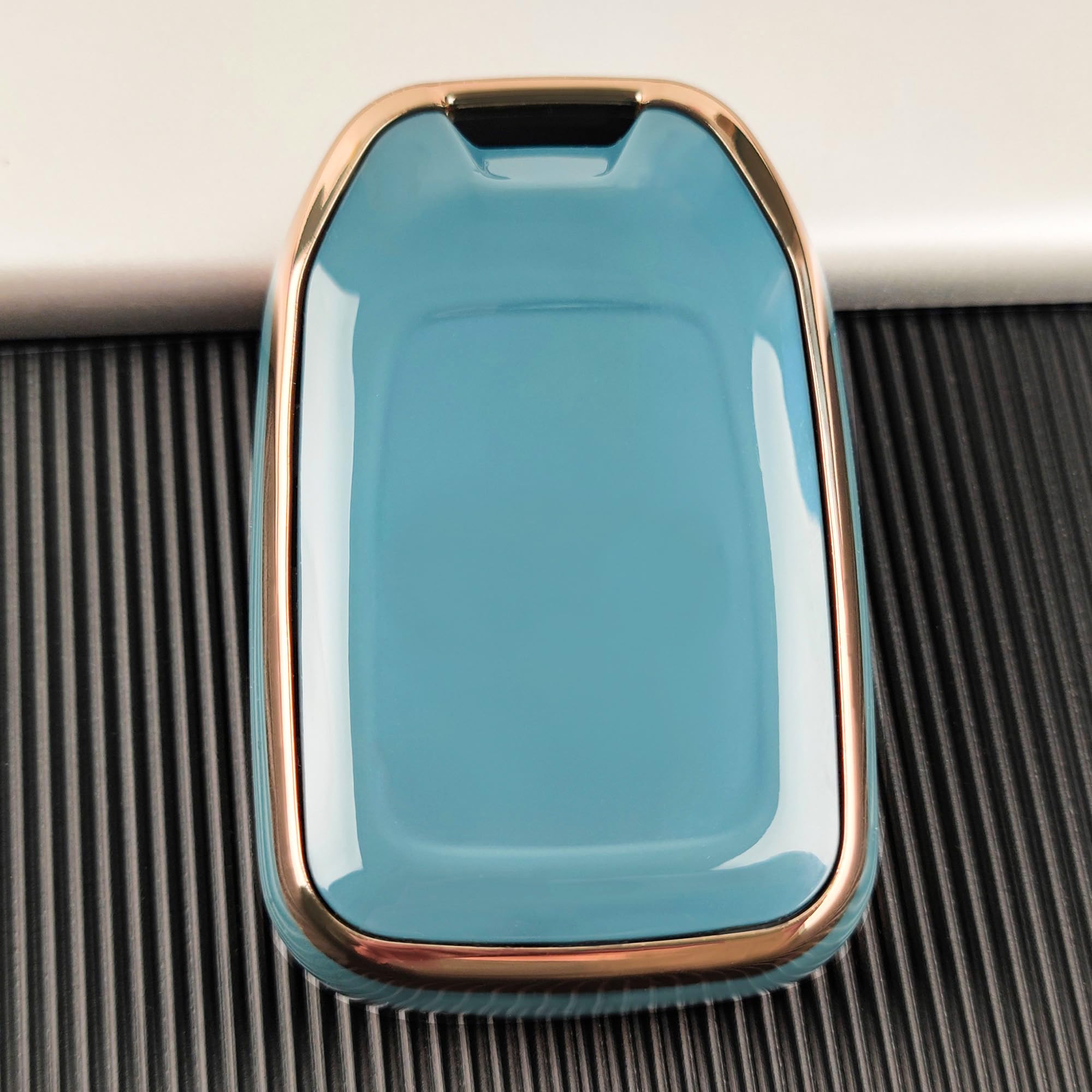 Ollen 5-Button Tpu Key Fob Cover, Fit For Gmc Acadia 2017-2024, For Terrain 2018-2024, Fit For Sierra 2019-2024, For Chevy Silverado 2019-2022, Full Protection Soft Tpu Key Case, With Keychain, Blue