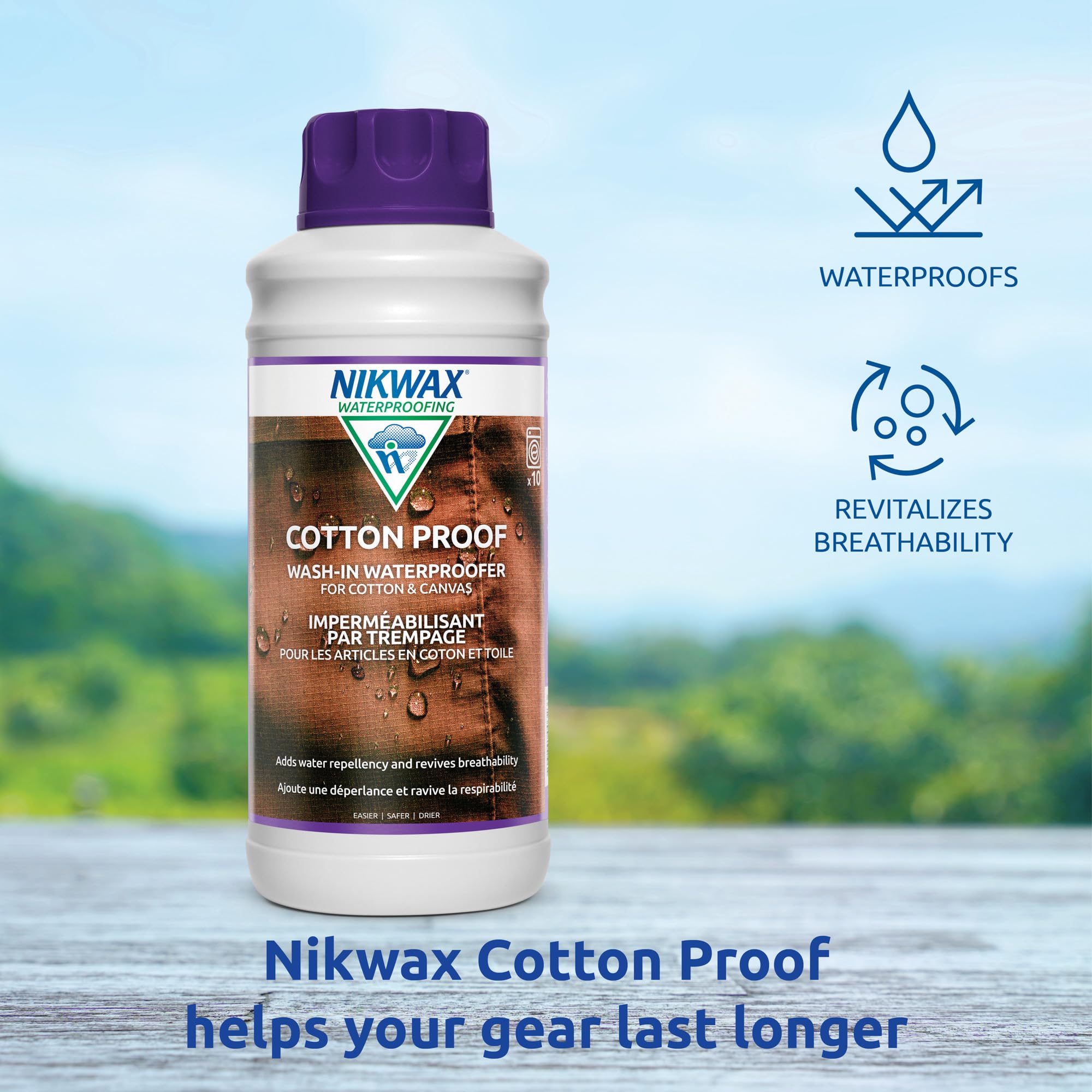 Nikwax Cotton Proof, 1000Ml, Waterproofing For Cotton, Polycotton, And Canvas, Adds Water Repellency