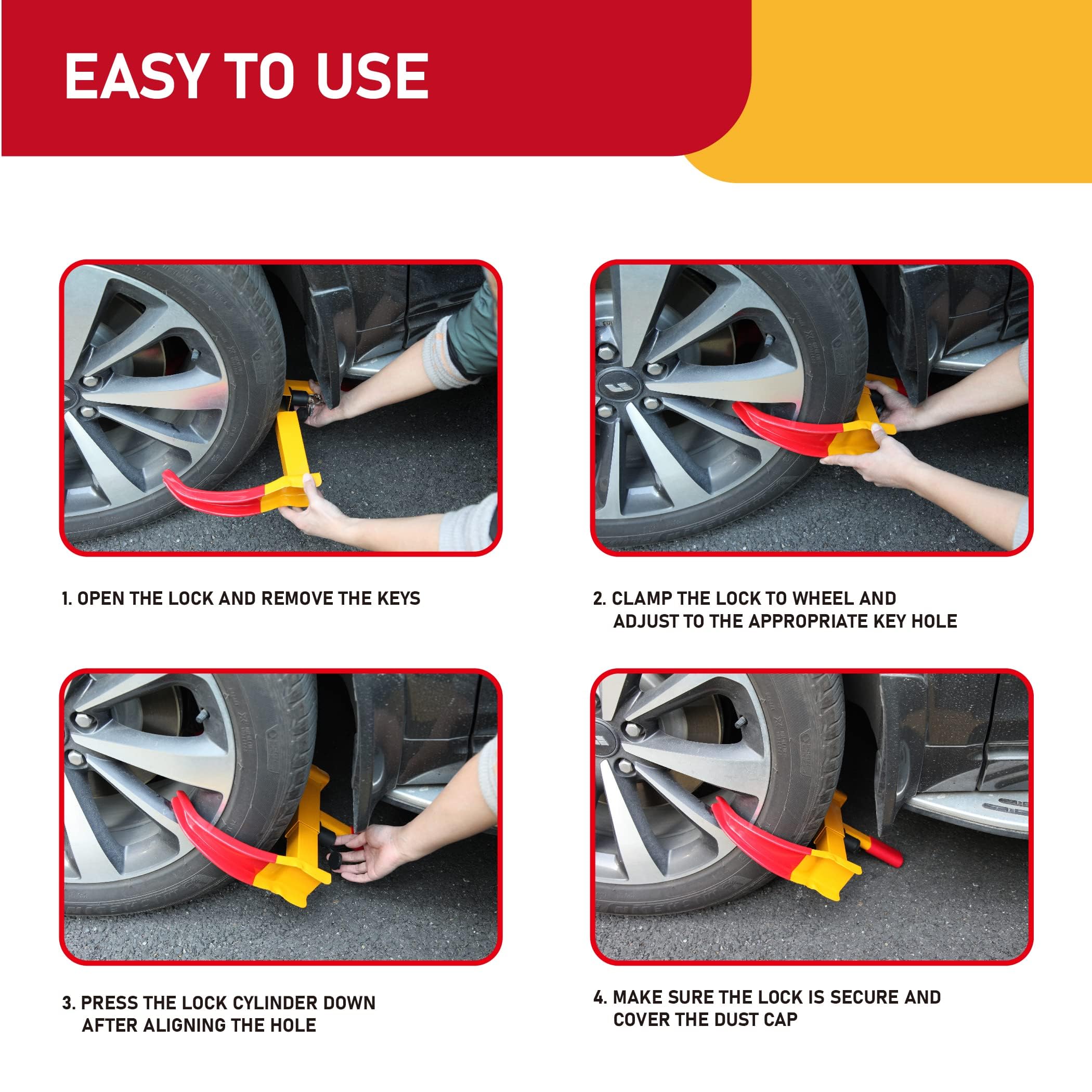 CARTMAN Heavy Duty Trailer Lock Wheel Clamp, Universal Security Tire Lock, Adjustable Anti Theft Lock for Trailers SUV Boats ATV