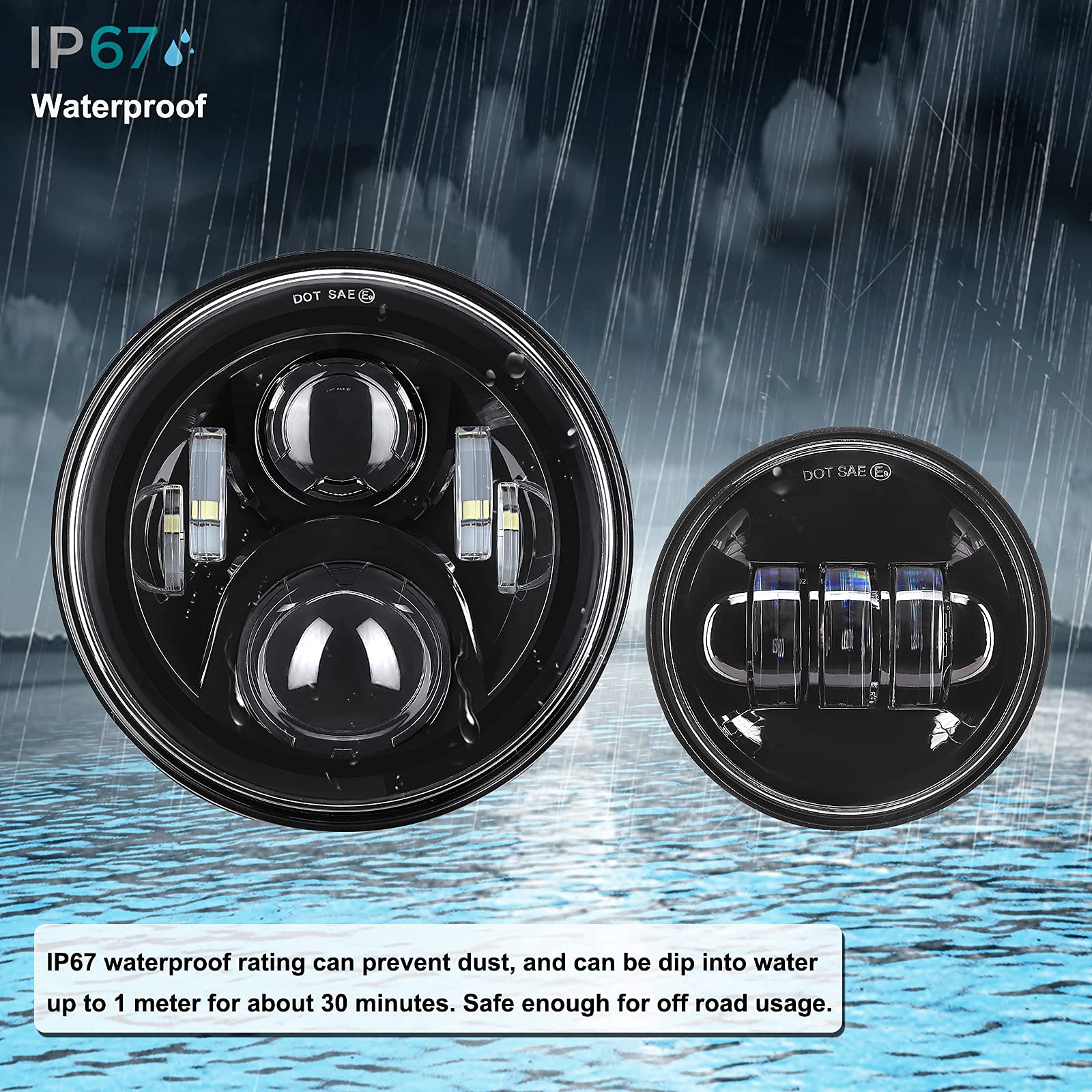 Alyoned 7 Inch Motorcycle Led Headlight 4.5'' Fog Passing Lights Dot Kit Compatible With Harley Davidson Fat Boy Street Glide He