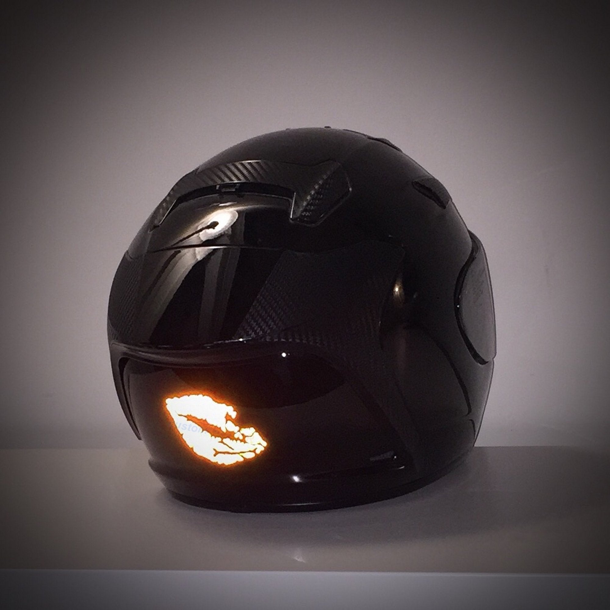 Customtaylor33 High Intensity Reflective Vinyl Death Kiss Skull Crossbones Lips Decal Bumper Sticker - Cars, Motorcycles, Helmets, Wind Screens, Laptops, Cellphones, (Orange, 8 Inch Wide)